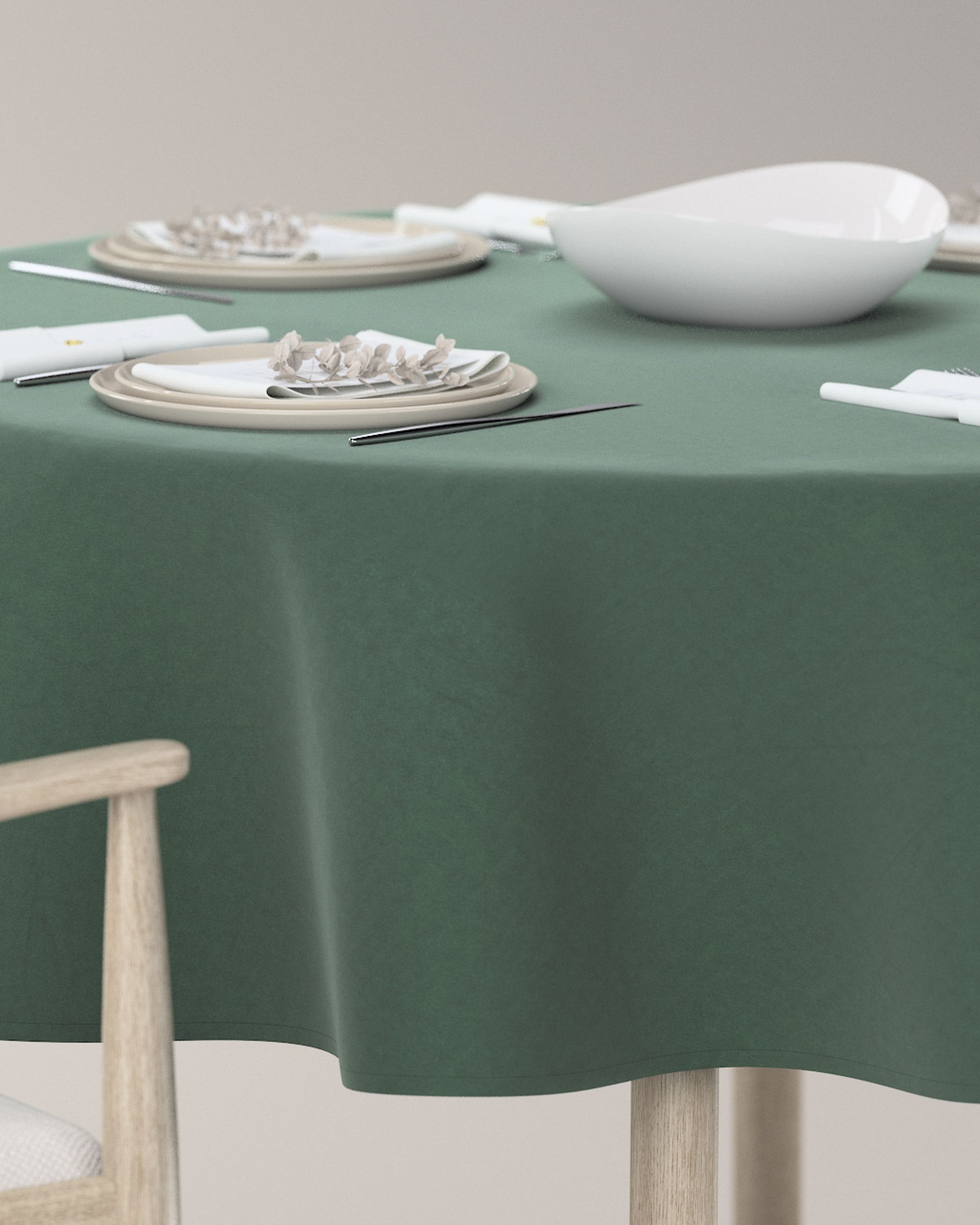 Runde Tischdecke Farbe grün Stoff glänzend, samt (hover)
