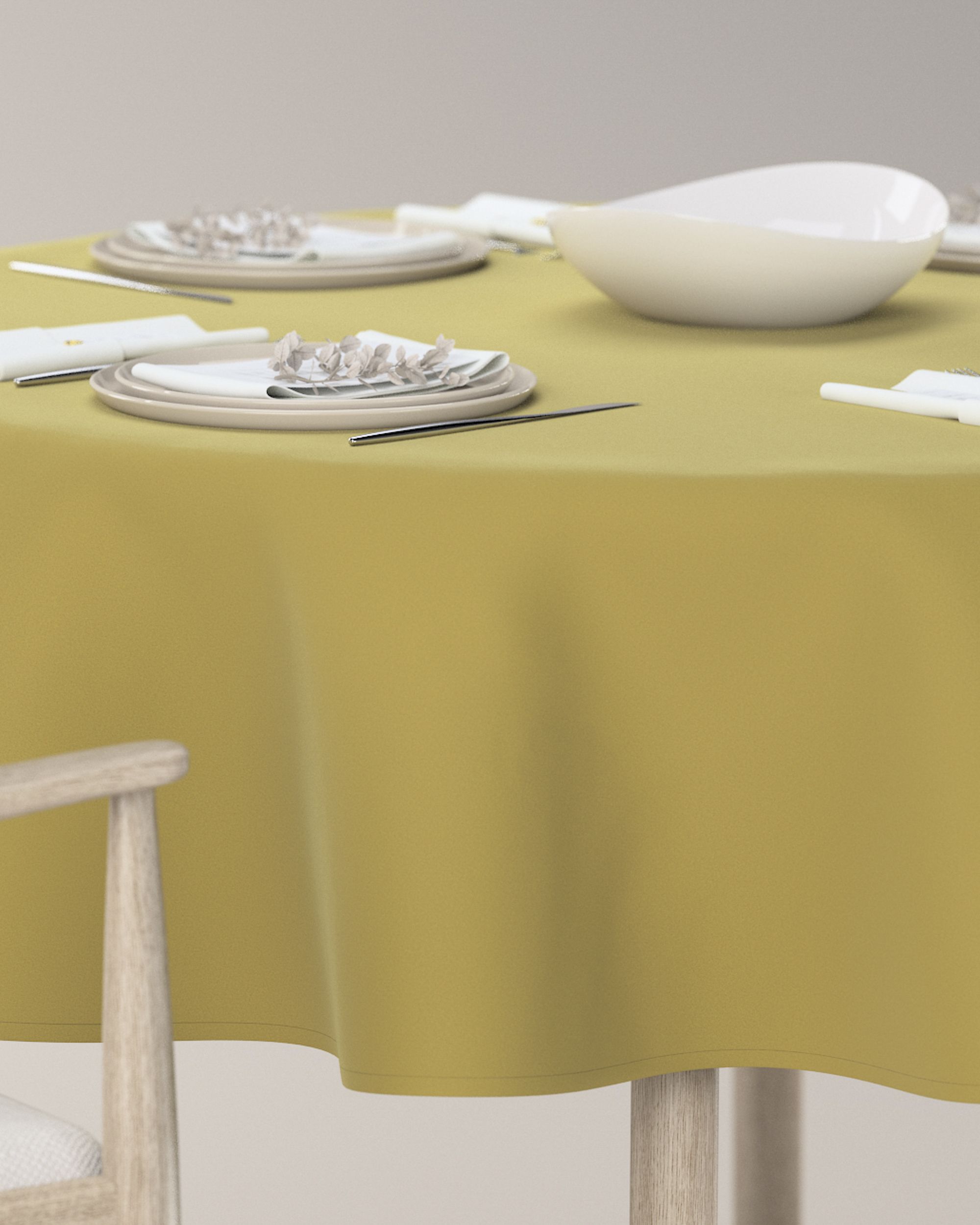 Runde Tischdecke Farbe grün Stoff glänzend, samt (hover)