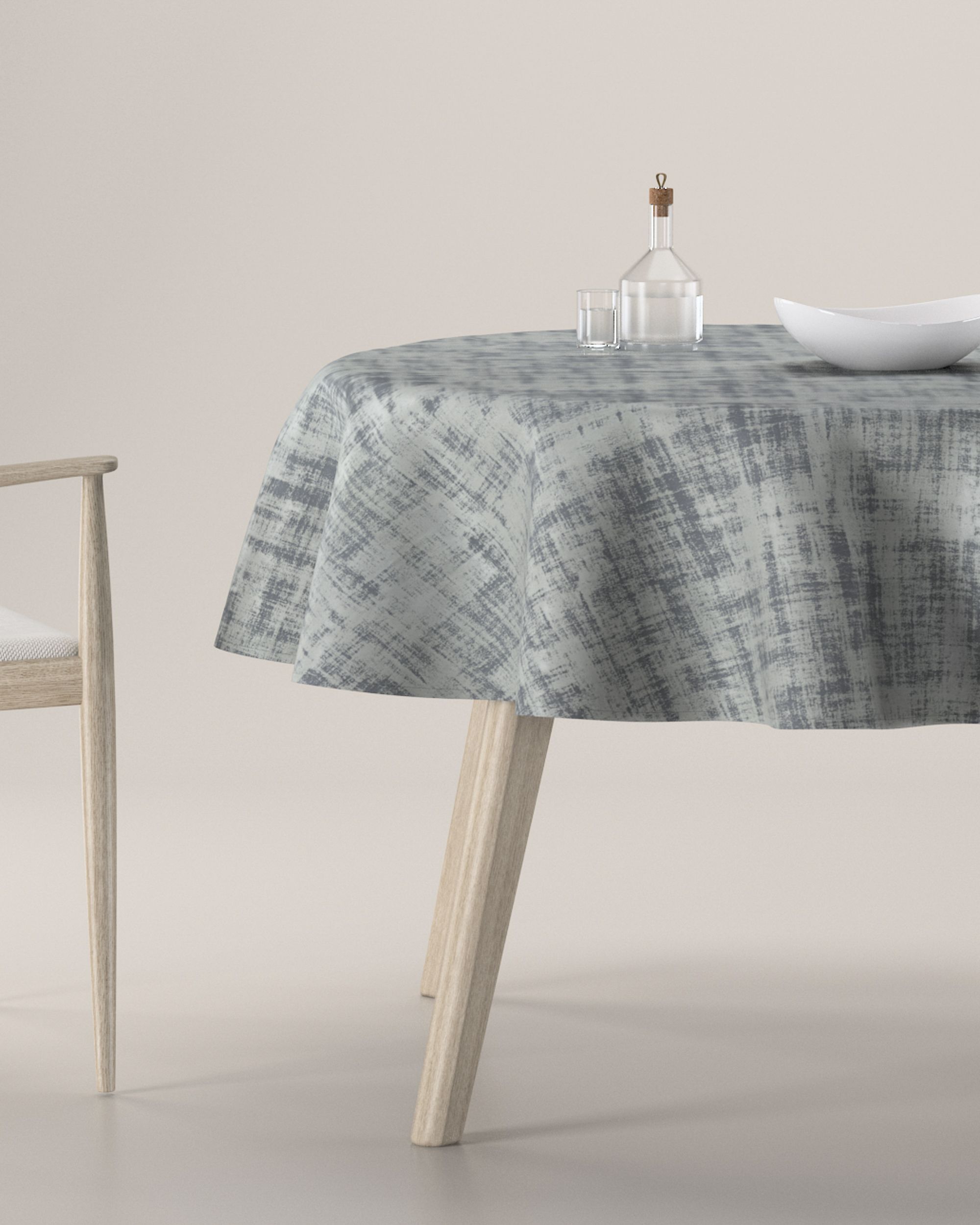 Runde Tischdecke Farbe grau Stoff glänzend, samt