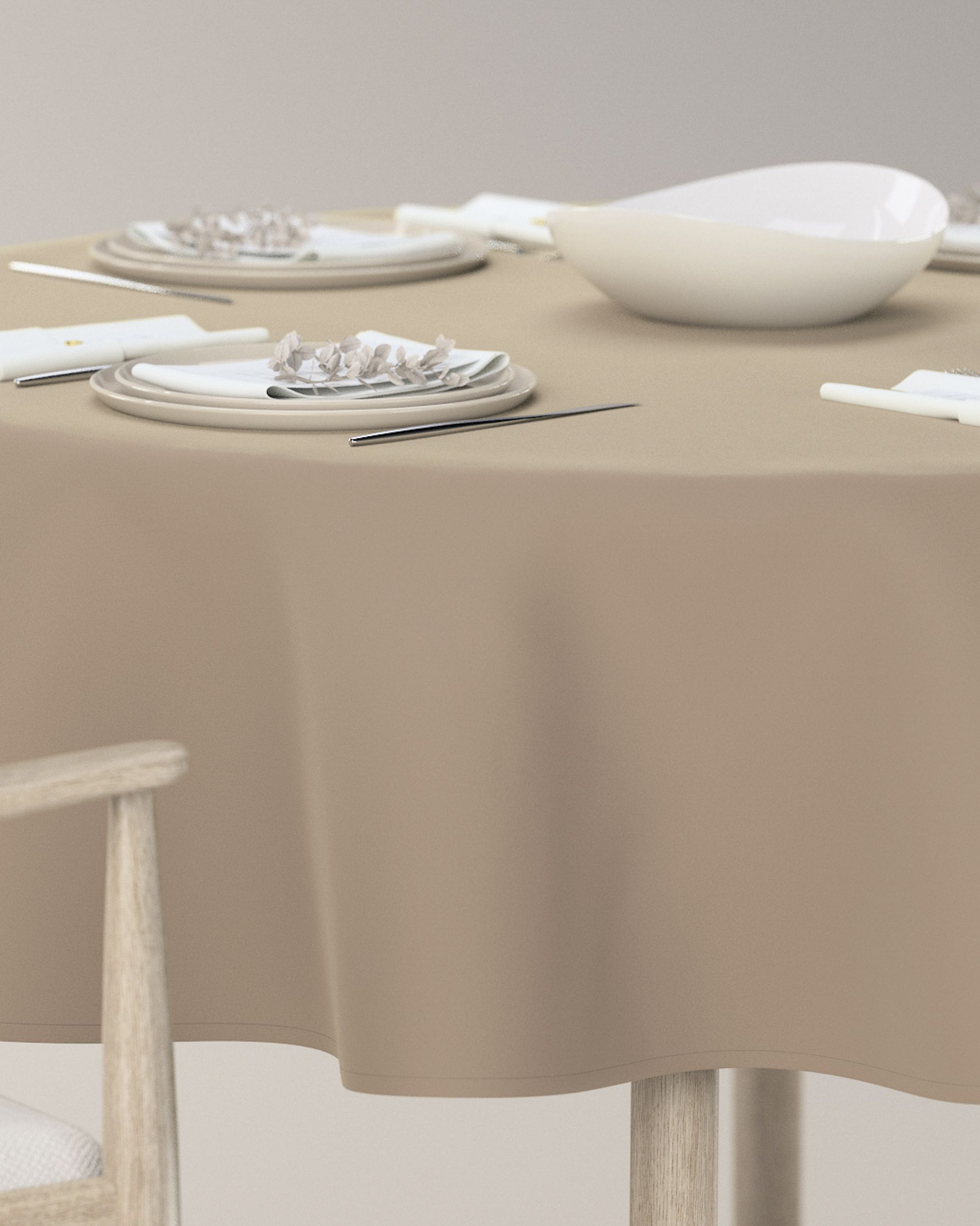 Runde Tischdecke Farbe beige Stoff glänzend, samt (hover)