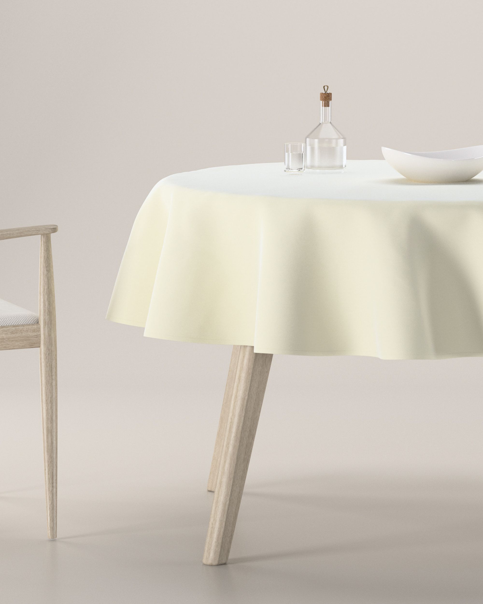 Runde Tischdecke Farbe creme Stoff glänzend, samt