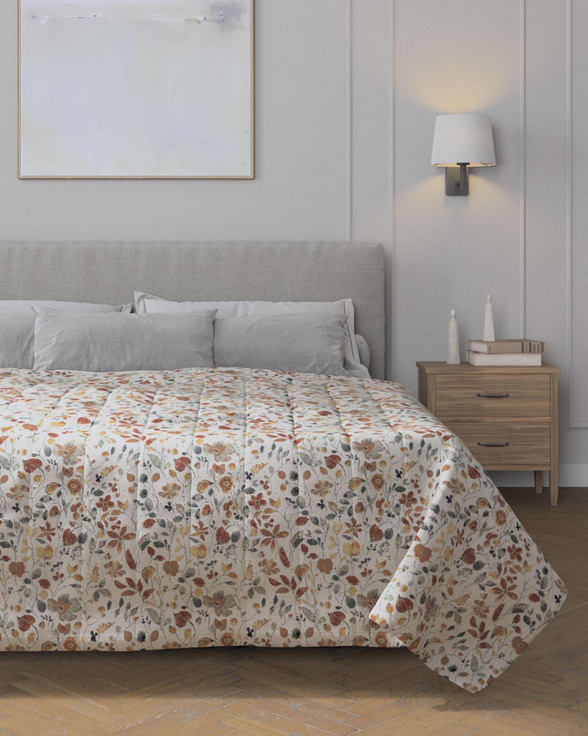 Tagesdecke mit Streifen-Steppung Farbe orange Stoff strukturiert, gemustert (hover)