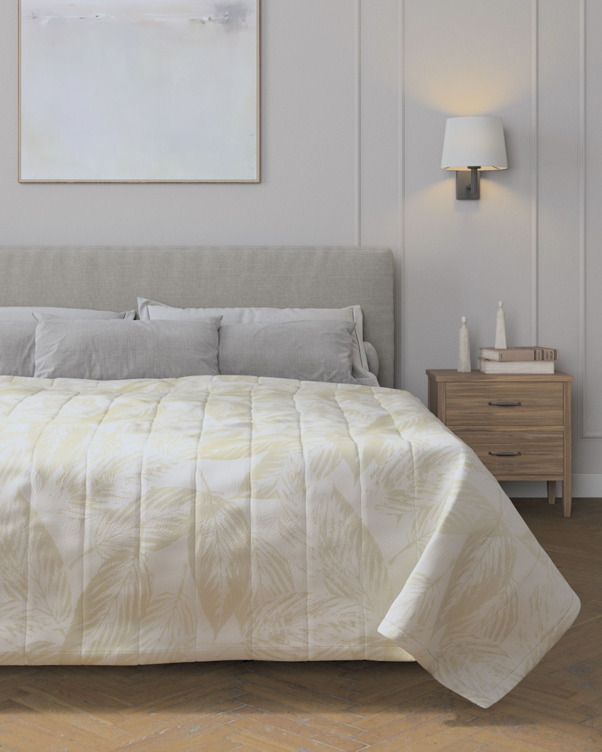 Tagesdecke mit Streifen-Steppung Farbe creme Stoff glänzend, strukturiert, gemustert (hover)