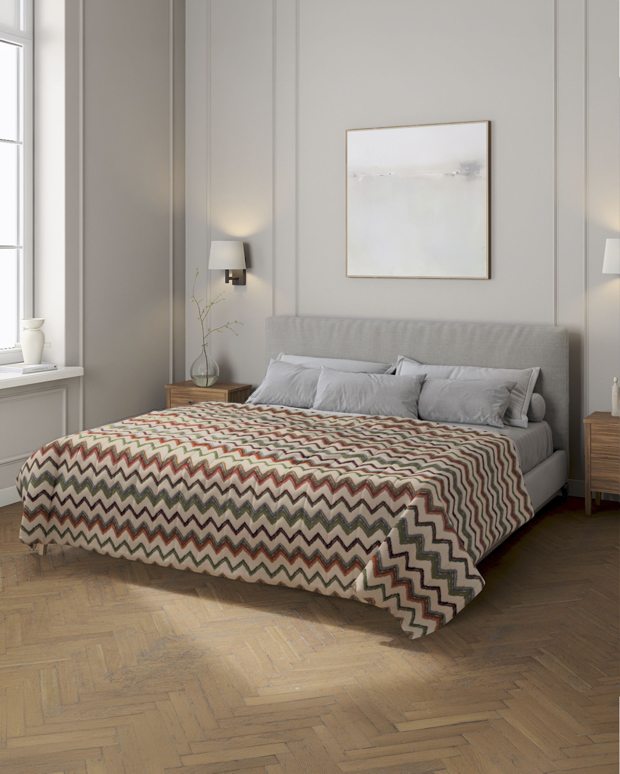 Tagesdecke mit Streifen-Steppung Farbe bunt Stoff strukturiert, gemustert