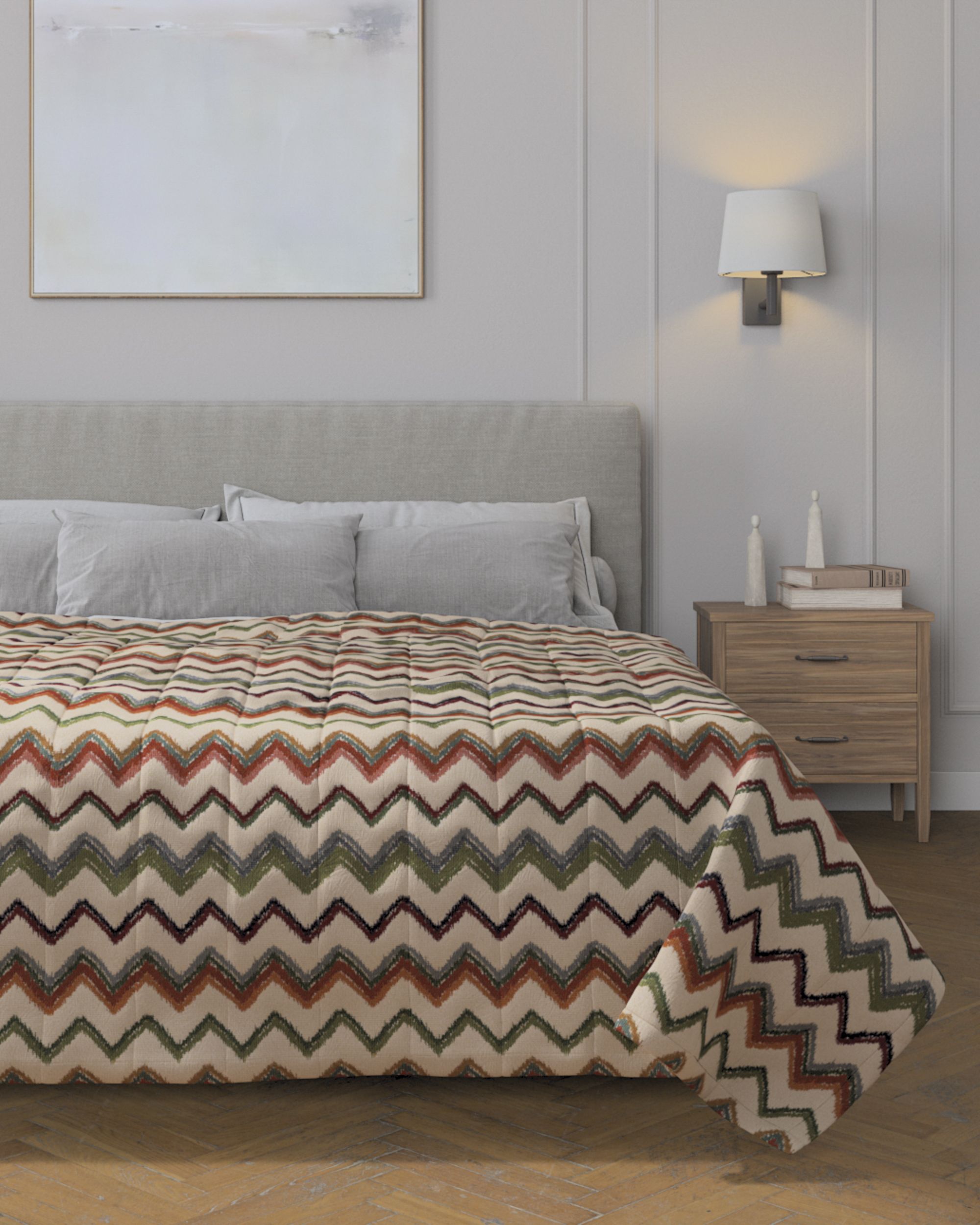 Tagesdecke mit Streifen-Steppung Farbe bunt Stoff strukturiert, gemustert (hover)