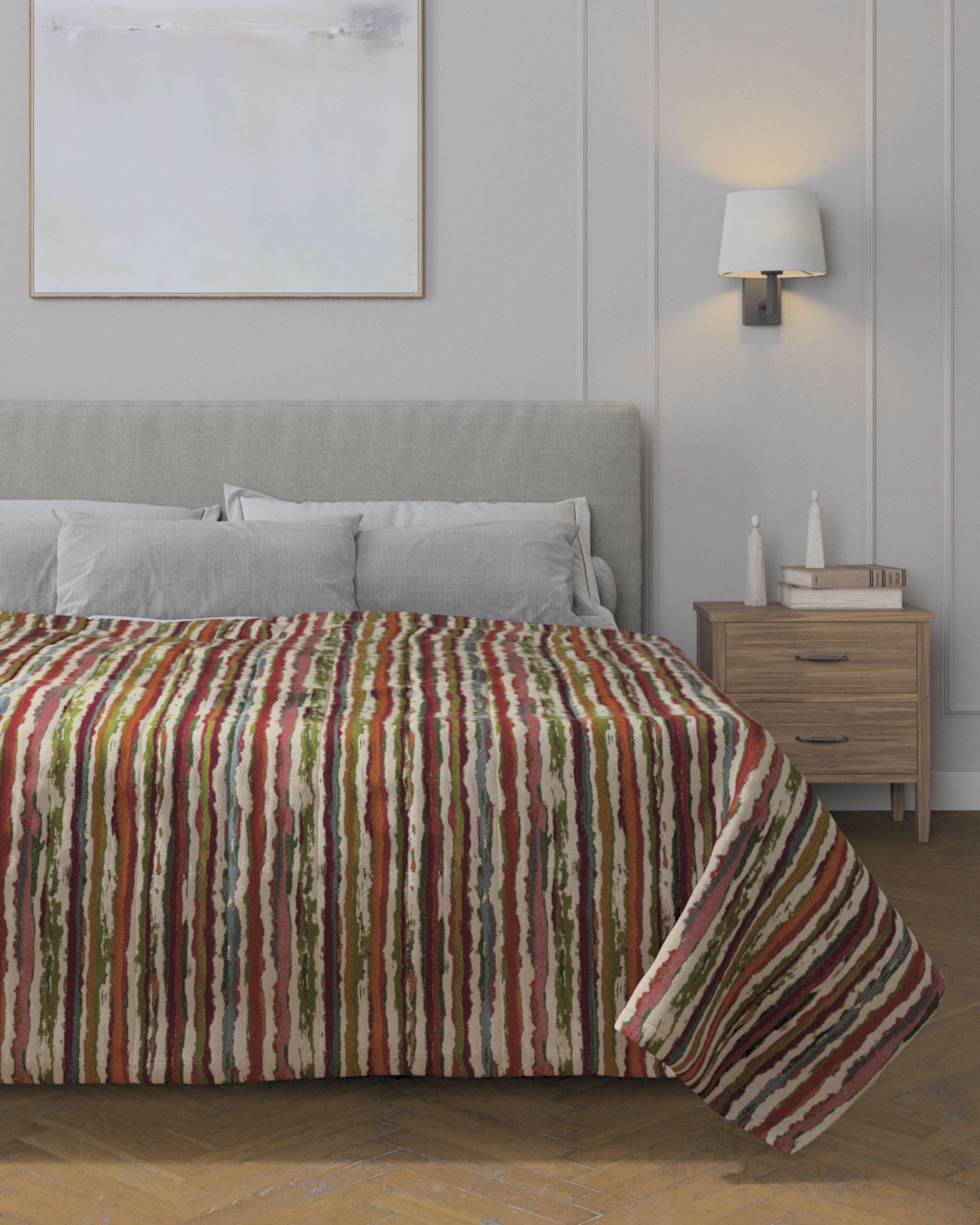 Tagesdecke mit Streifen-Steppung Farbe bunt Stoff strukturiert, gemustert (hover)