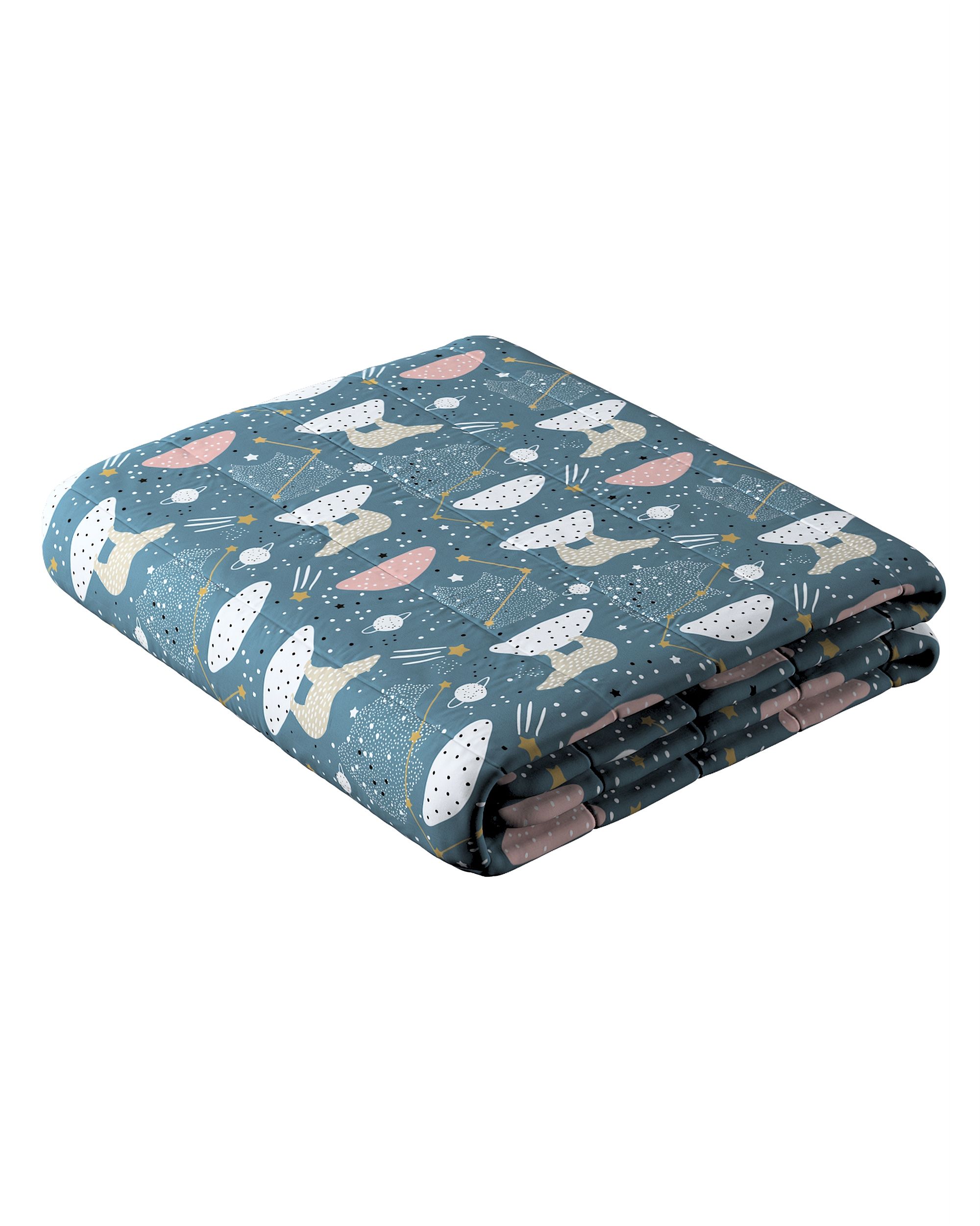 Tagesdecke mit Streifen-Steppung Farbe blau Stoff gemustert