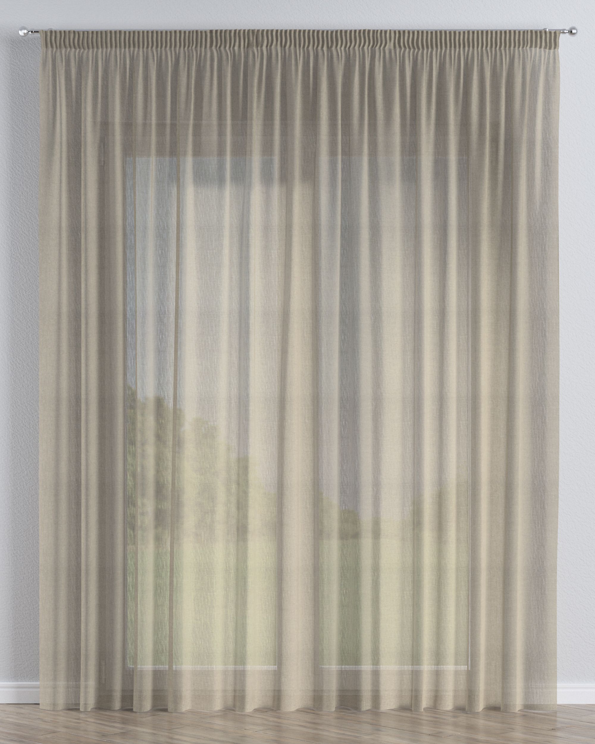 Gardine mit Kräuselband Farbe beige Stoff halbtransparent, strukturiert