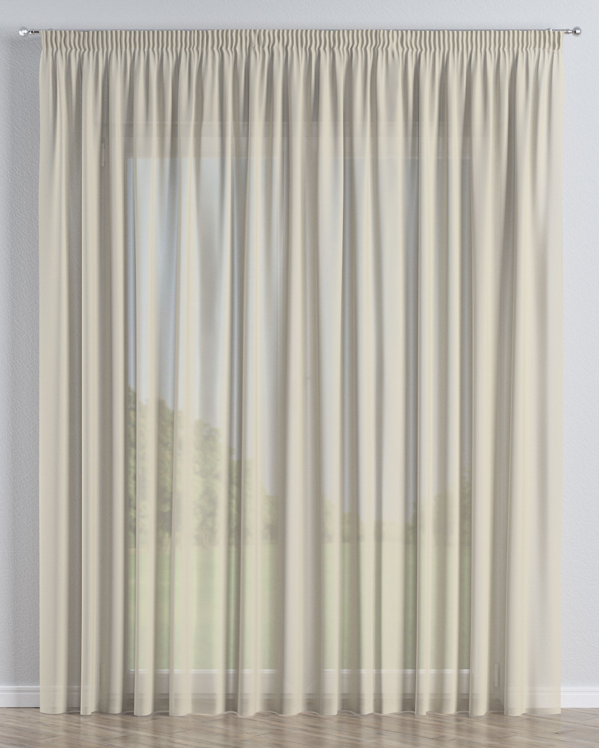 Gardine mit Kräuselband Farbe beige Stoff halbtransparent, strukturiert