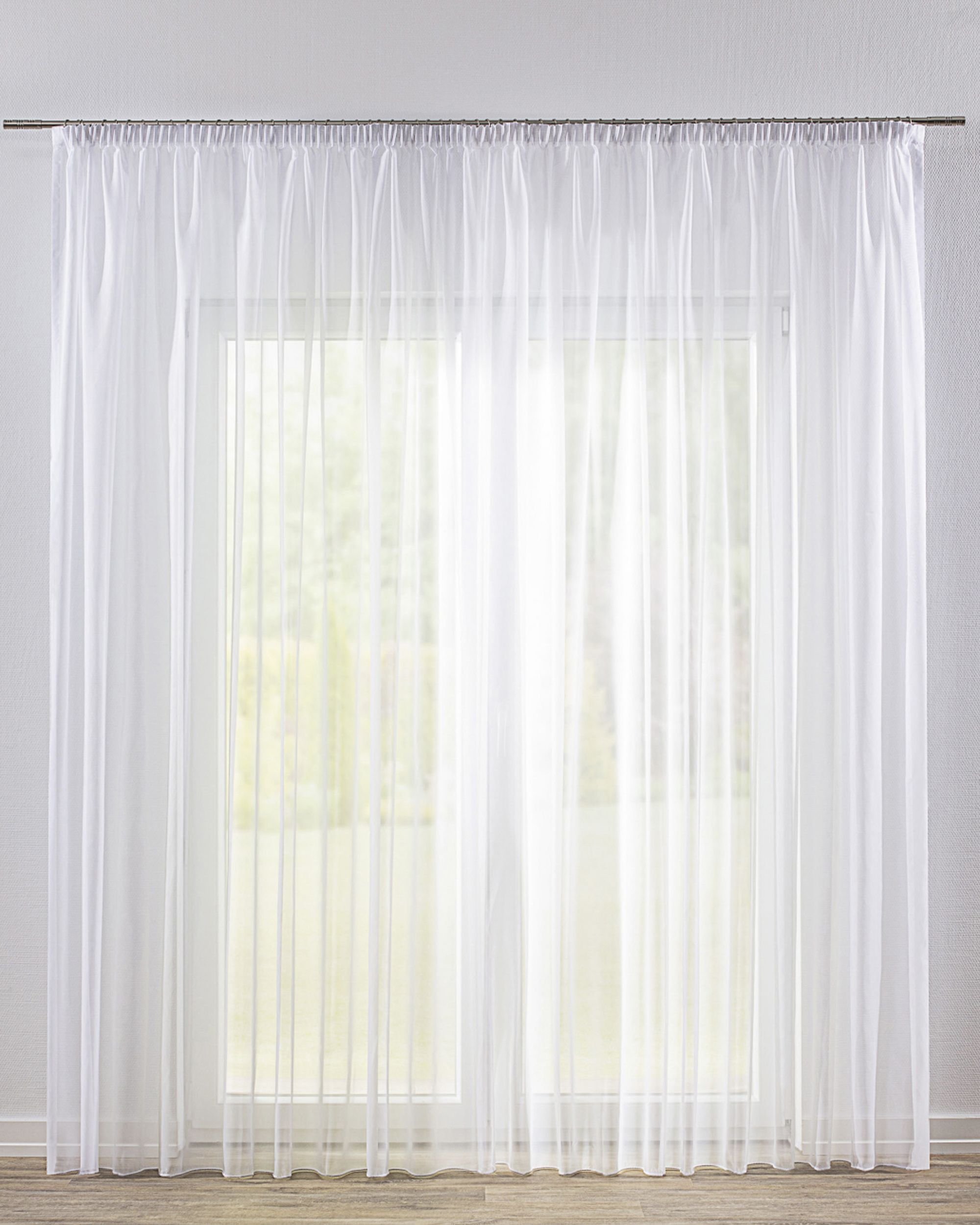 Gardine mit Kräuselband Farbe weiß Stoff halbtransparent, glänzend