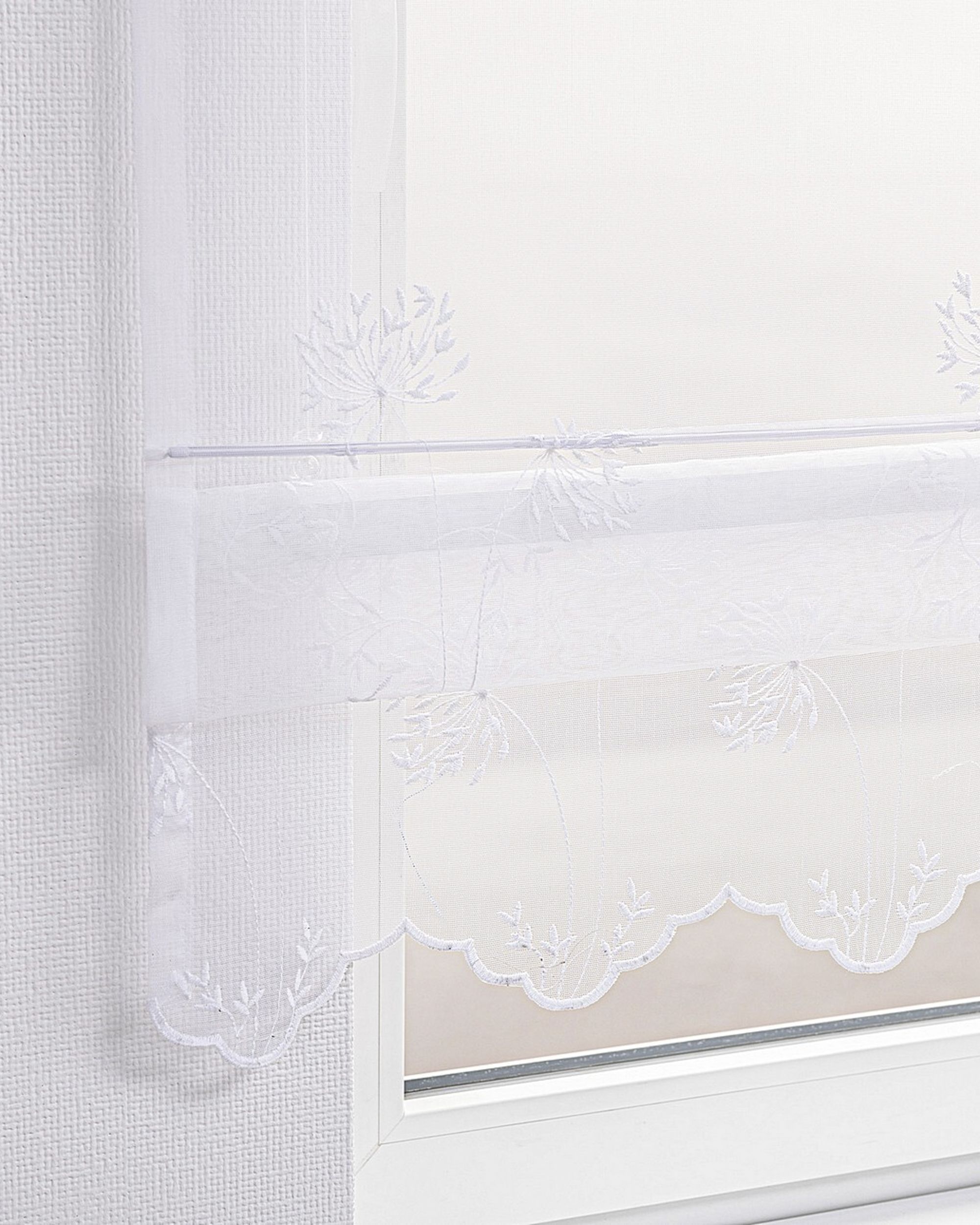 Raffrollo Voile Modena Farbe weiß Stoff halbtransparent, strukturiert, gemustert (hover)