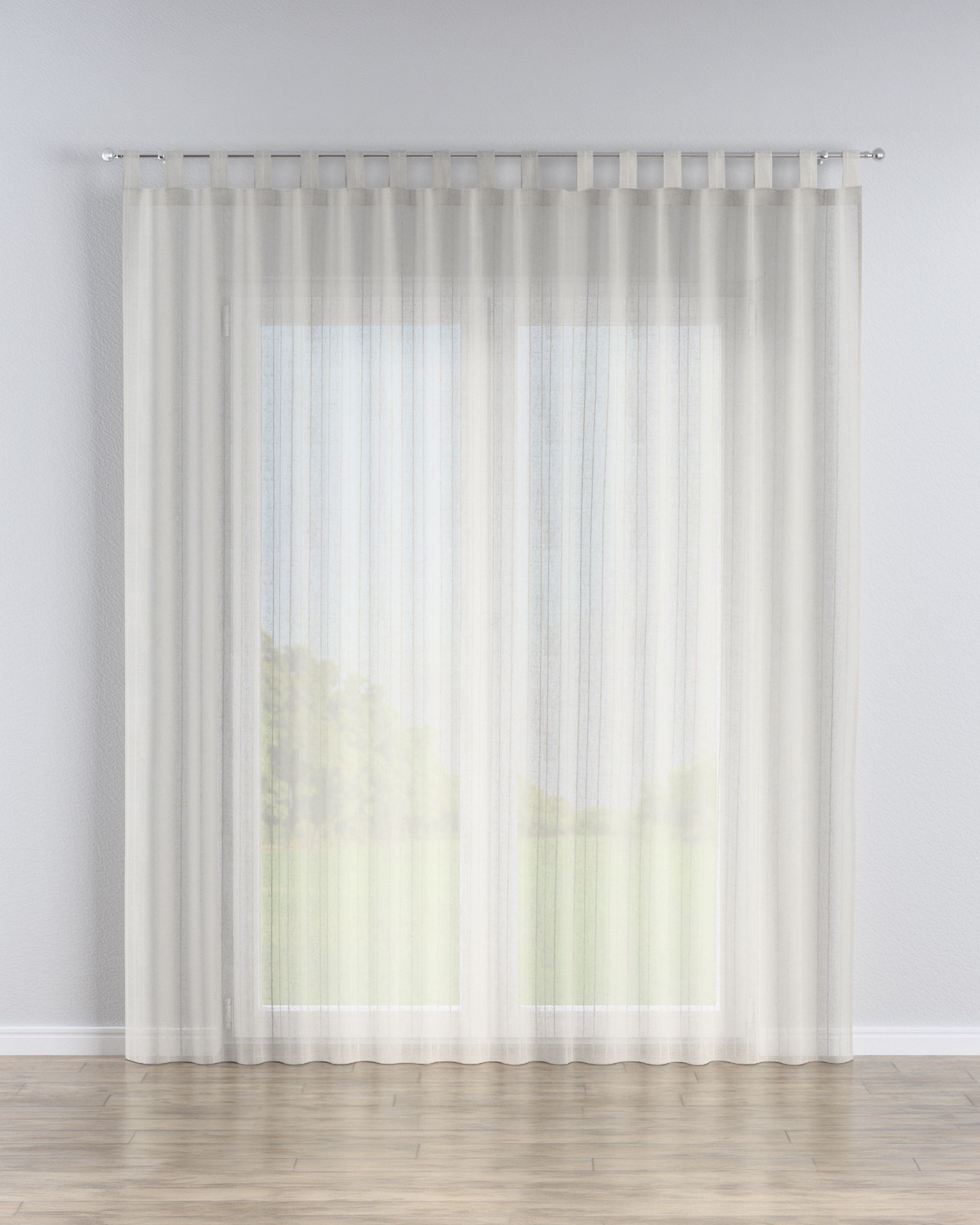 Gardine mit Schlaufen Farbe beige Stoff halbtransparent, strukturiert, gemustert