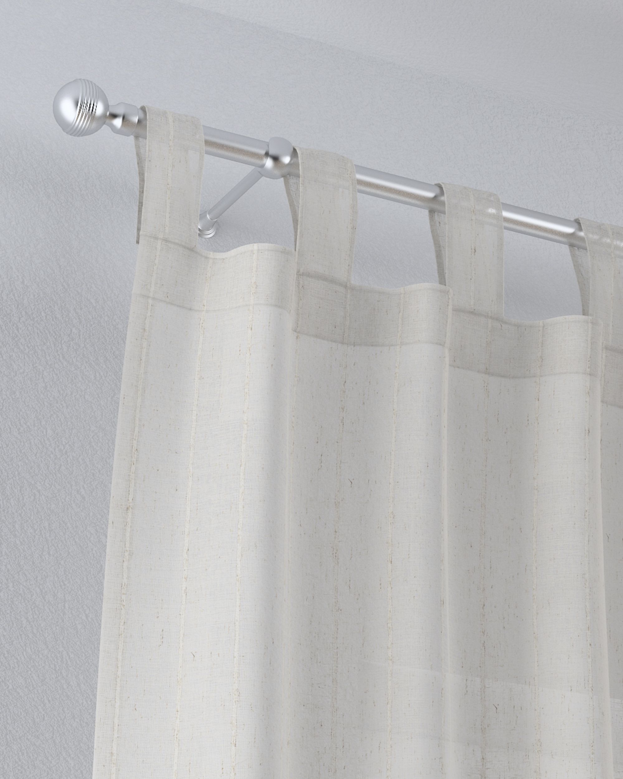 Gardine mit Schlaufen Farbe beige Stoff halbtransparent, strukturiert, gemustert (hover)