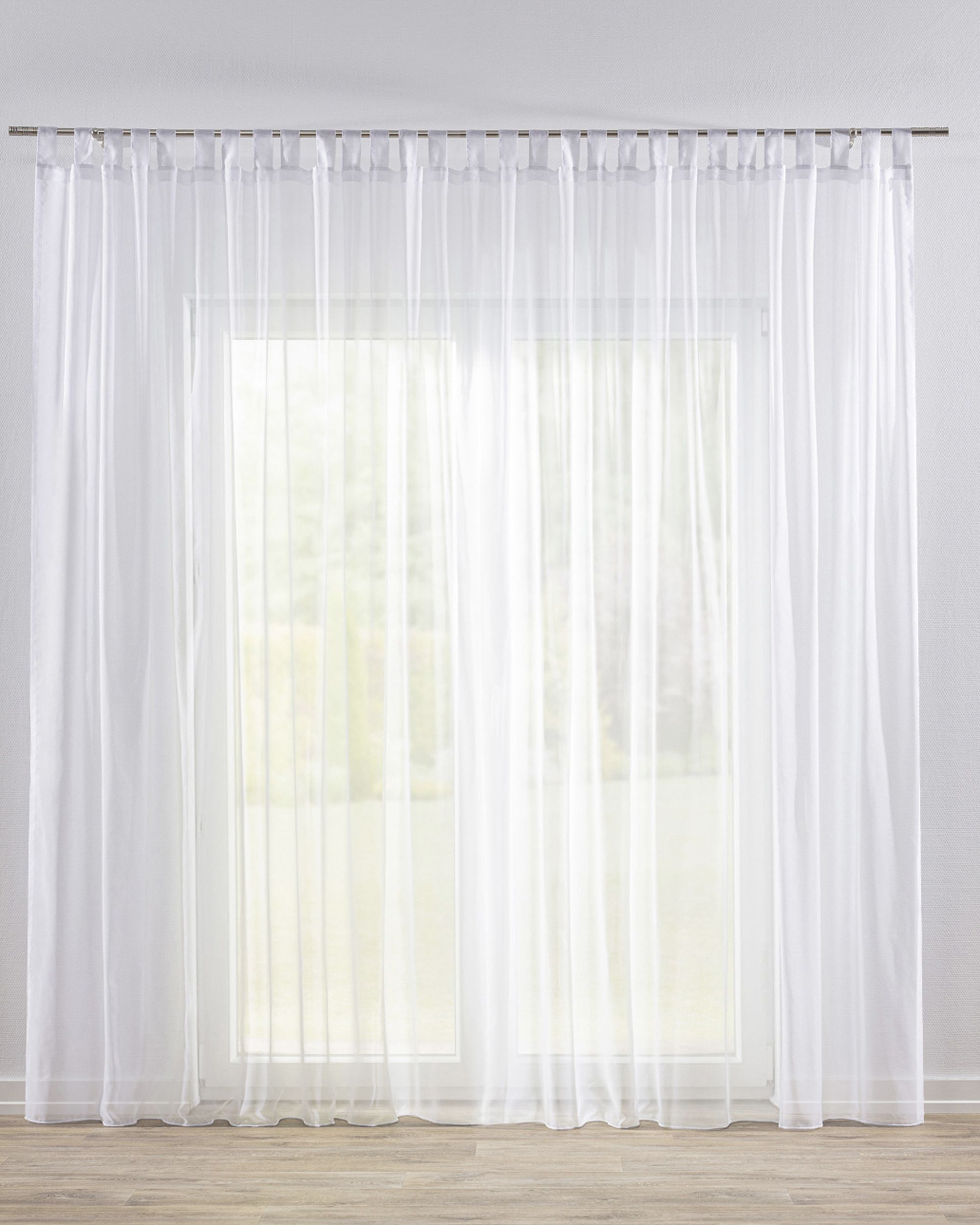 Gardine mit Schlaufen Farbe weiß Stoff halbtransparent, strukturiert