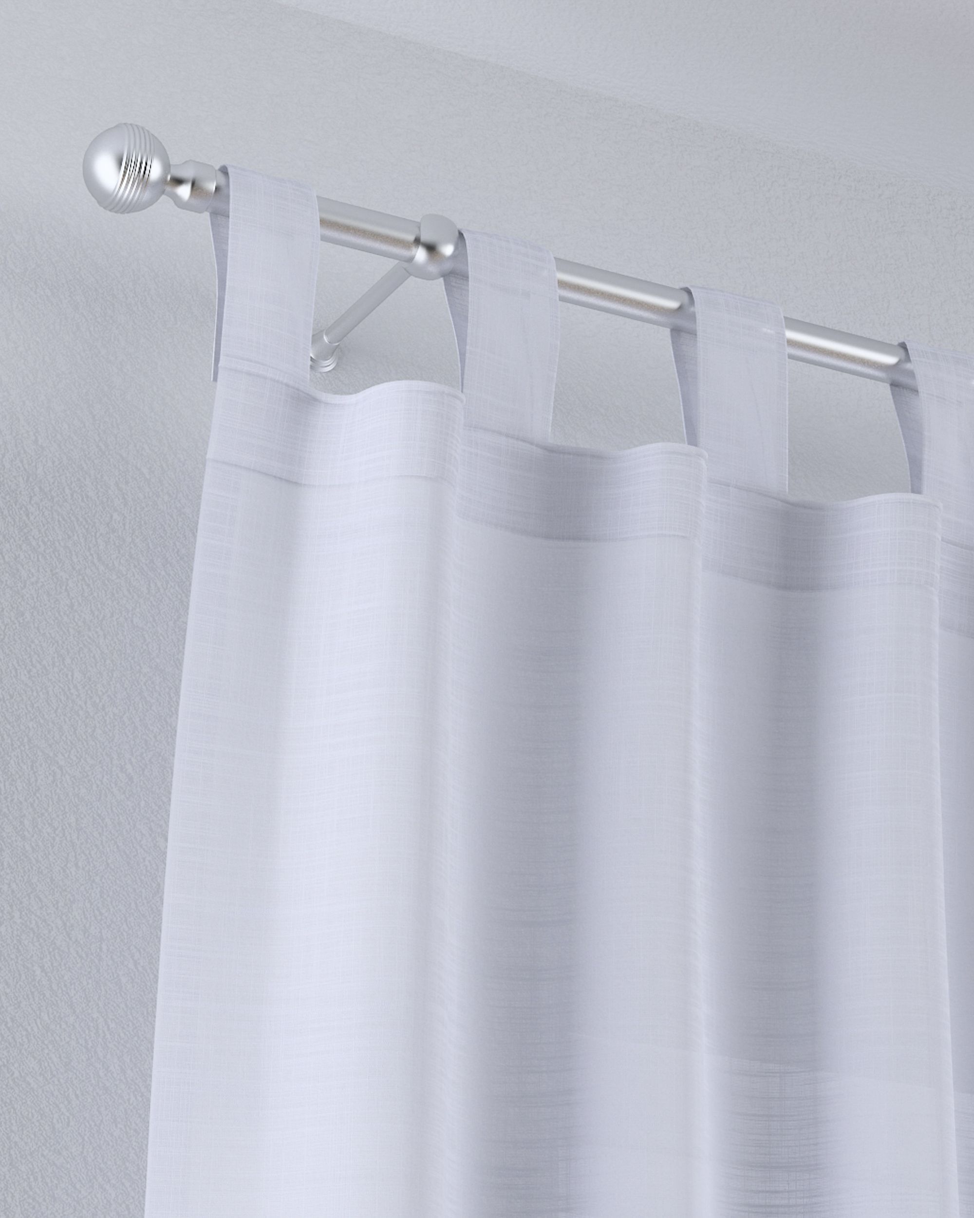 Gardine mit Schlaufen Farbe weiß Stoff halbtransparent, strukturiert (hover)