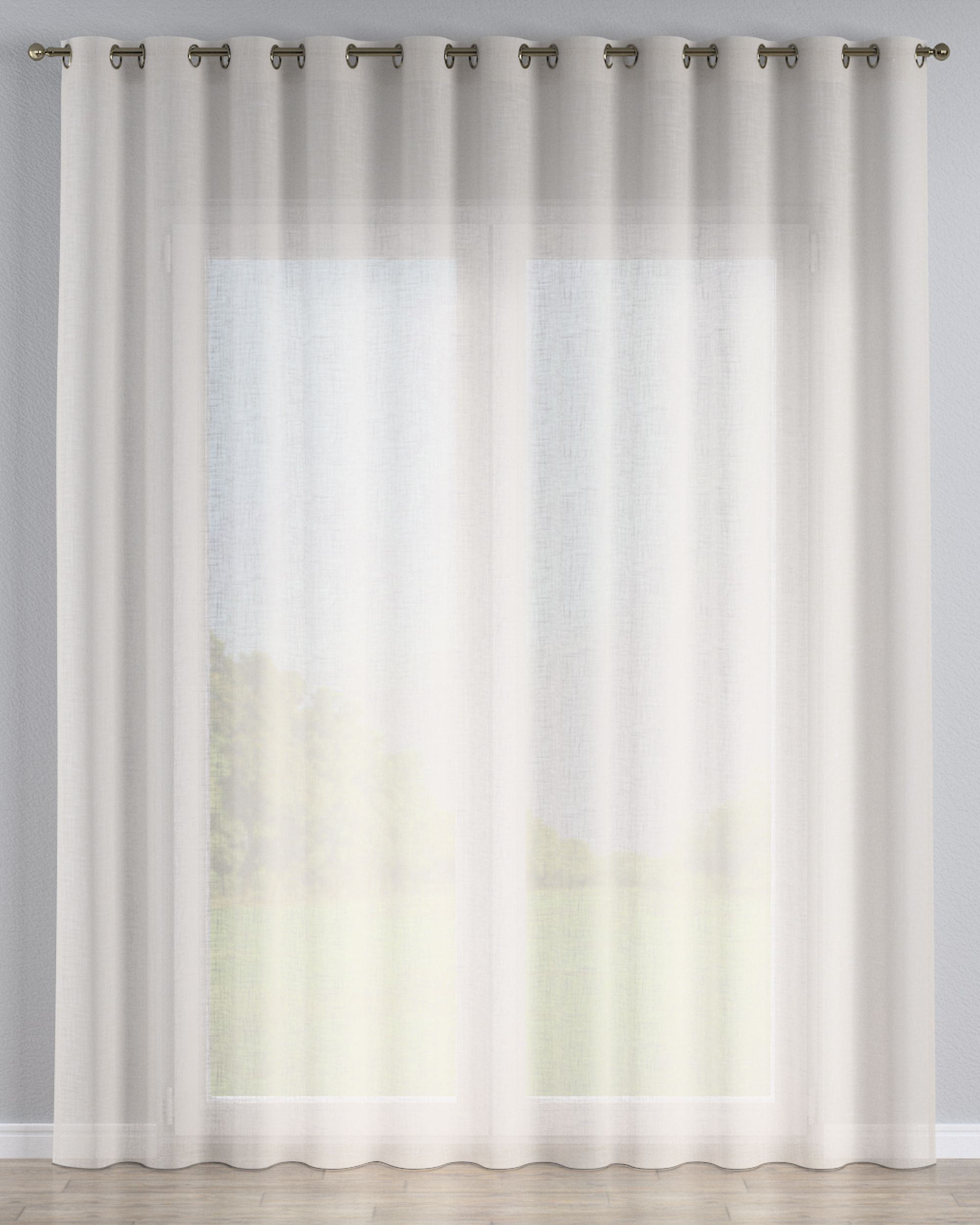 Gardine mit Ösen Farbe beige Stoff halbtransparent, strukturiert