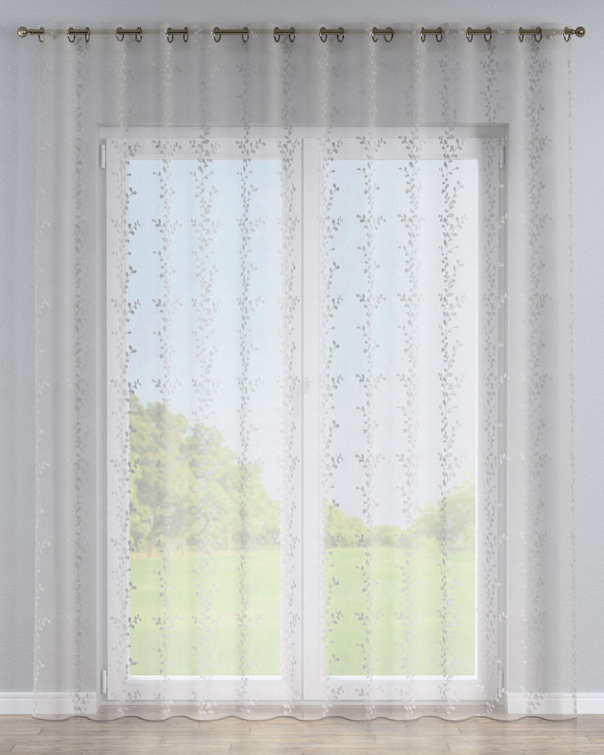 Gardine mit Ösen Farbe creme Stoff halbtransparent, strukturiert