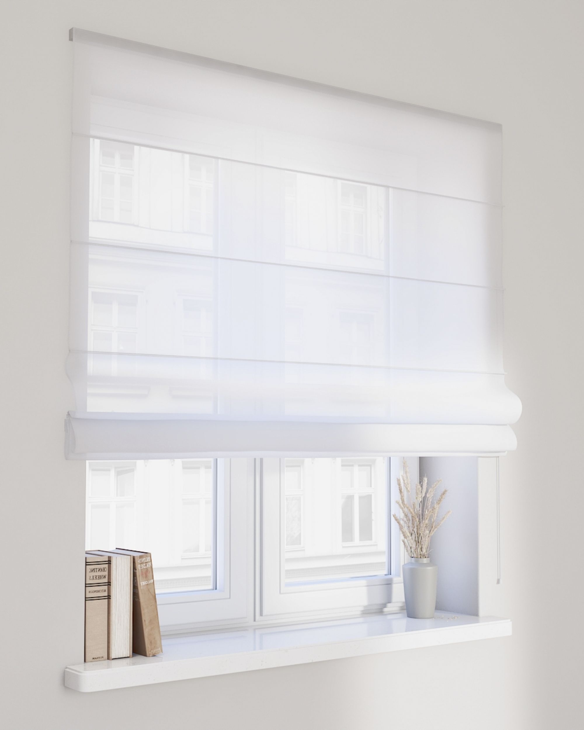 Raffrollo Voile Siena Farbe creme Stoff halbtransparent, glänzend
