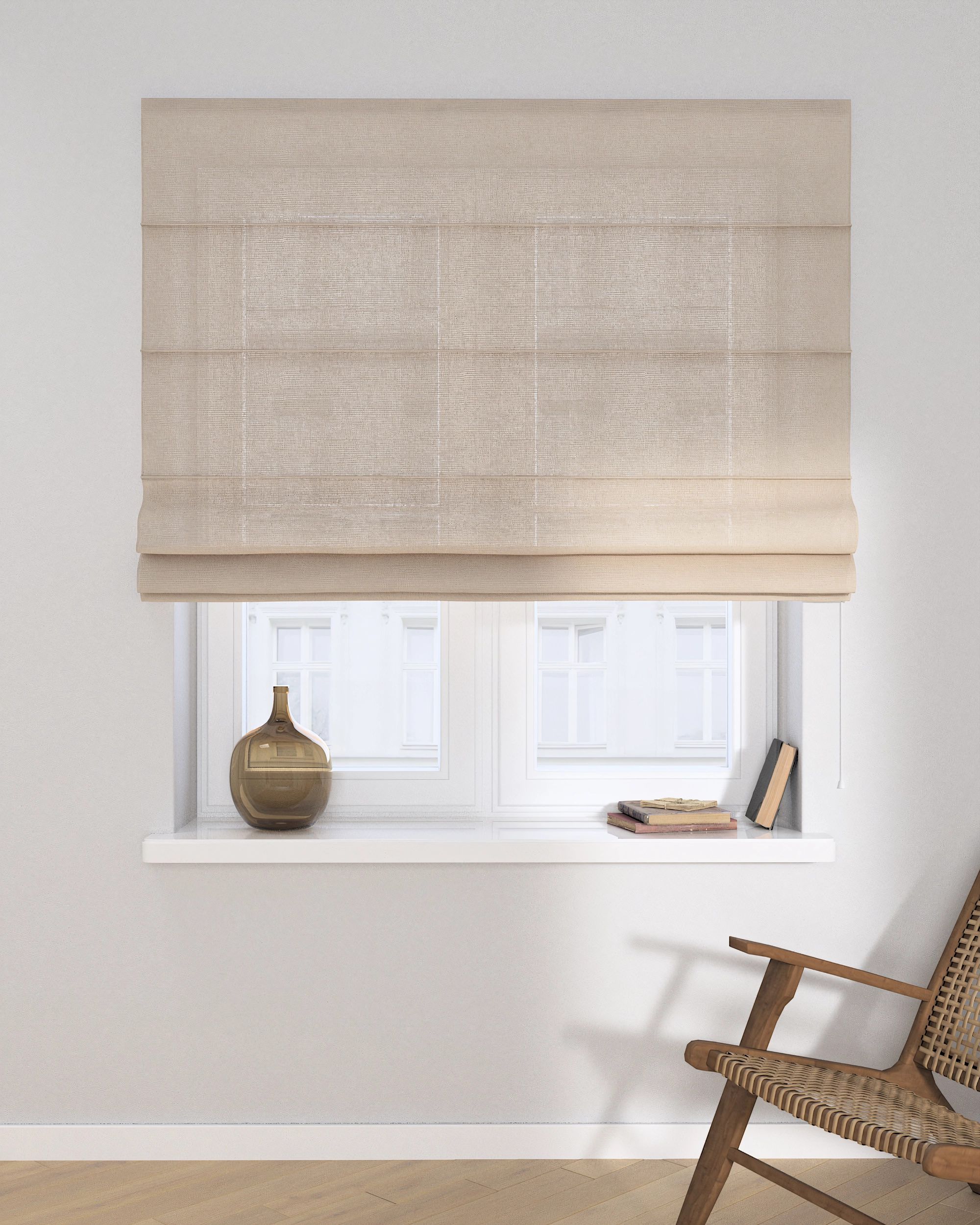 Raffrollo Capri Farbe beige Stoff halbtransparent, strukturiert (hover)