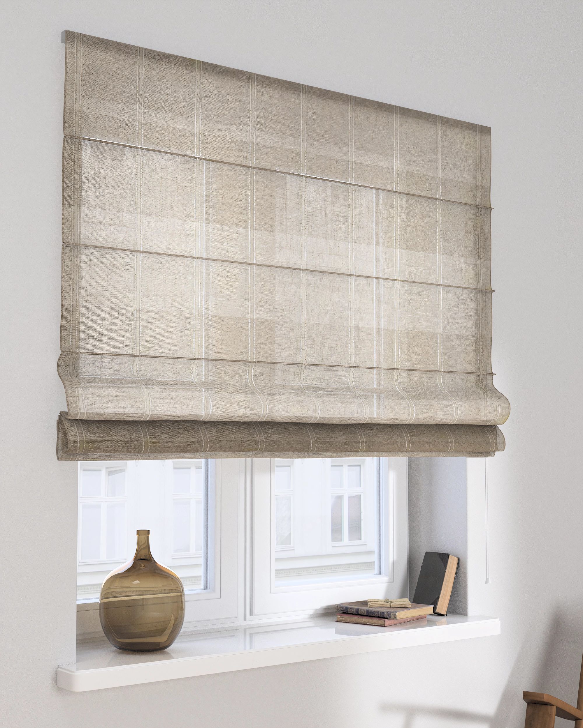 Raffrollo Capri Farbe beige Stoff halbtransparent, strukturiert, gemustert