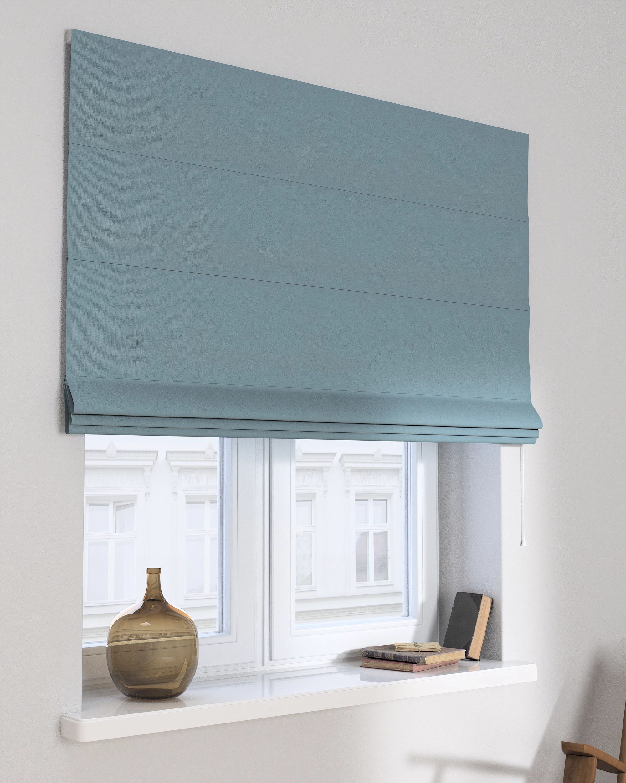 Raffrollo Capri Farbe blau Stoff strukturiert, verdunkelnd