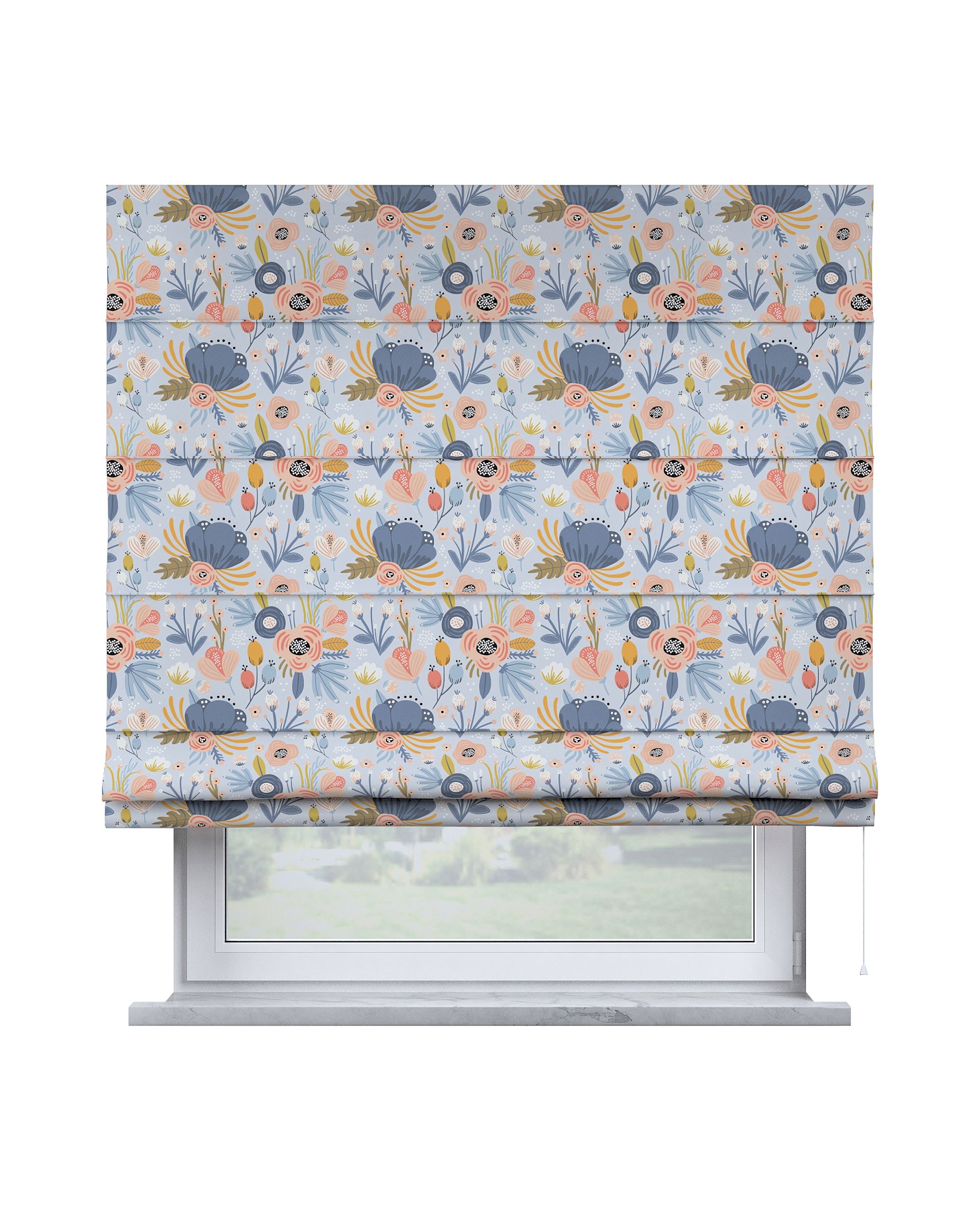Raffrollo Capri Farbe blau Stoff gemustert