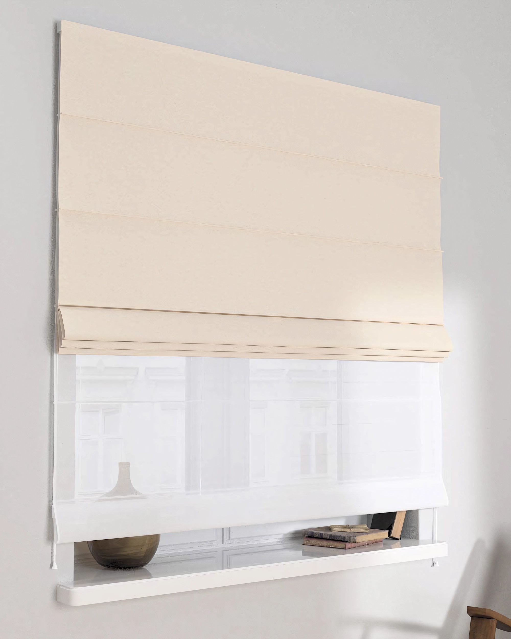 Doppelraffrollo Duo Farbe beige Stoff strukturiert