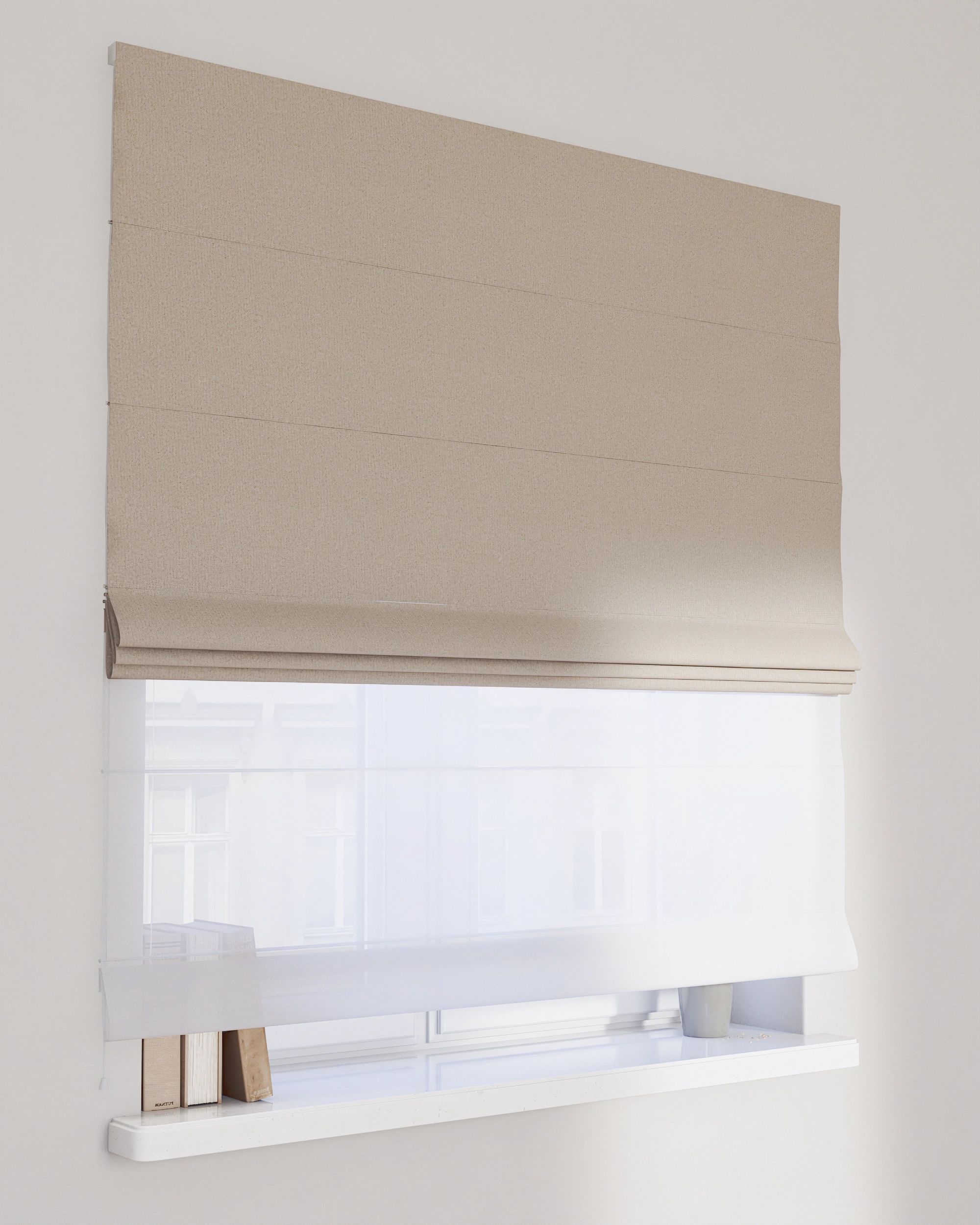 Doppelraffrollo Duo Farbe beige Stoff strukturiert, verdunkelnd