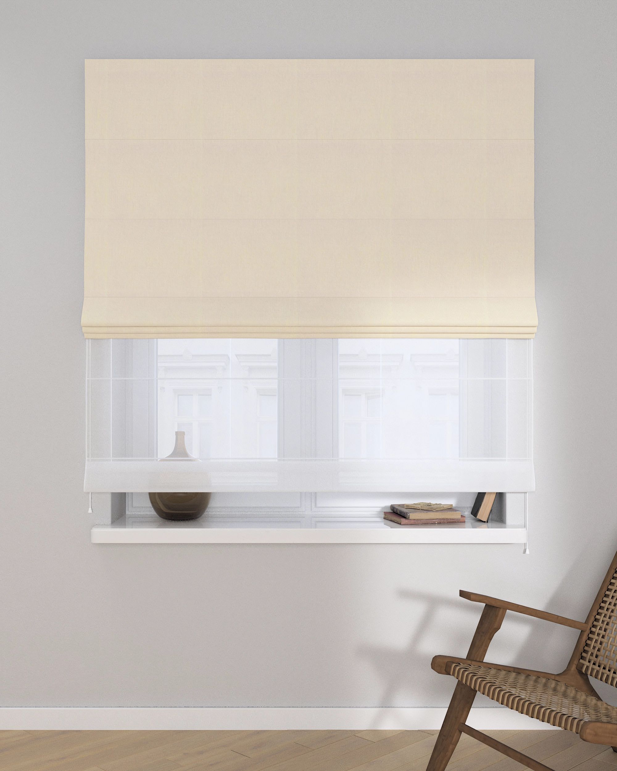 Doppelraffrollo Duo Farbe beige Stoff verdunkelnd (hover)