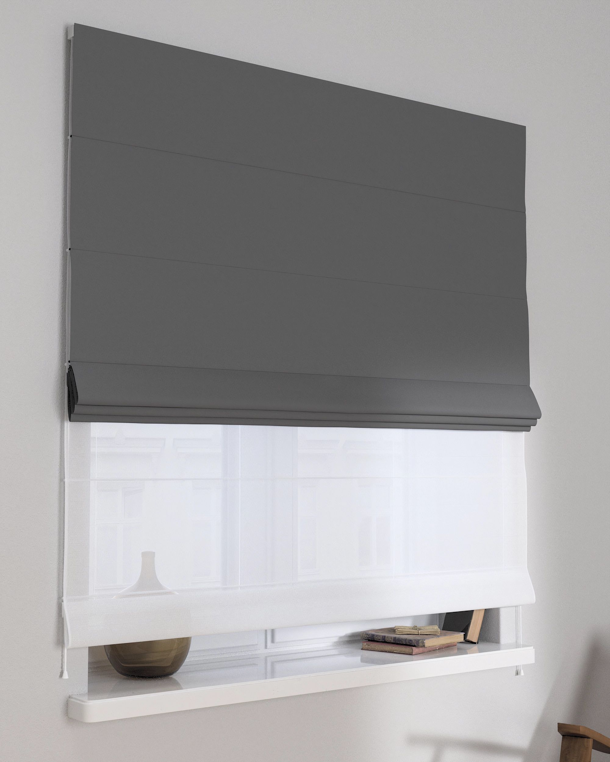 Doppelraffrollo Duo Farbe schwarz Stoff verdunkelnd