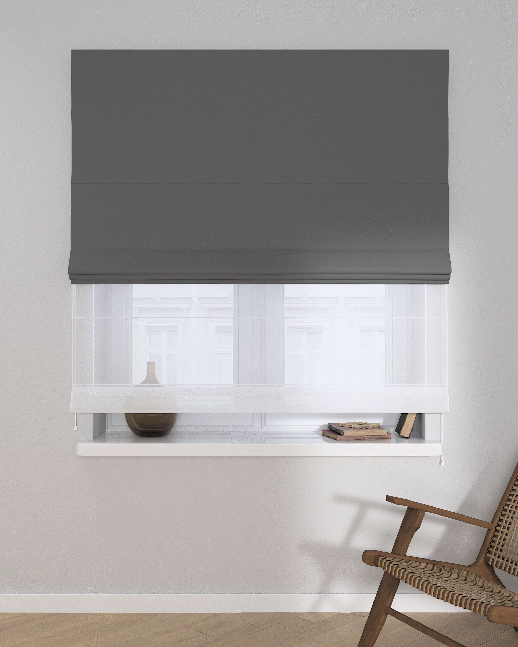 Doppelraffrollo Duo Farbe schwarz Stoff verdunkelnd (hover)