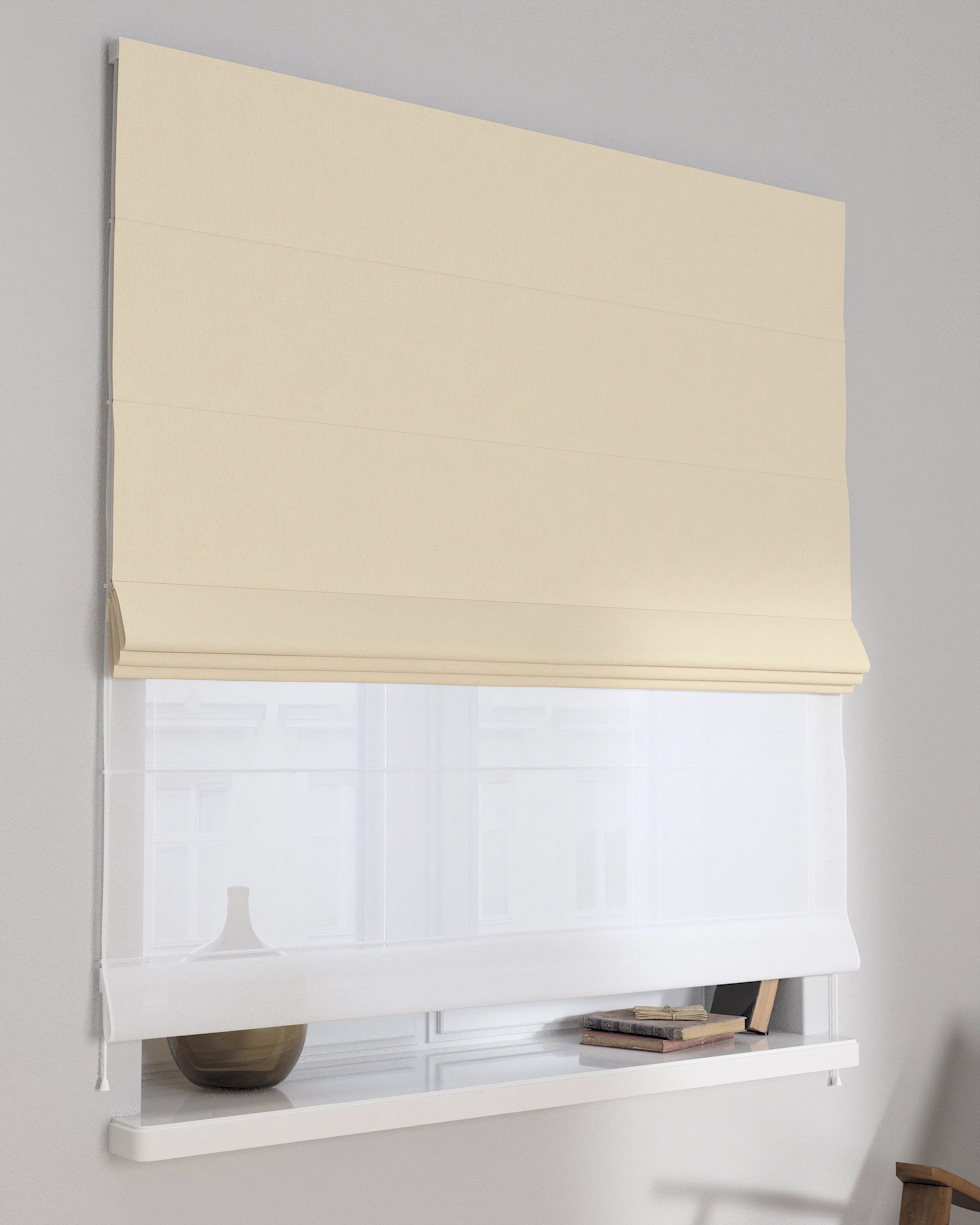Doppelraffrollo Duo Farbe beige Stoff verdunkelnd