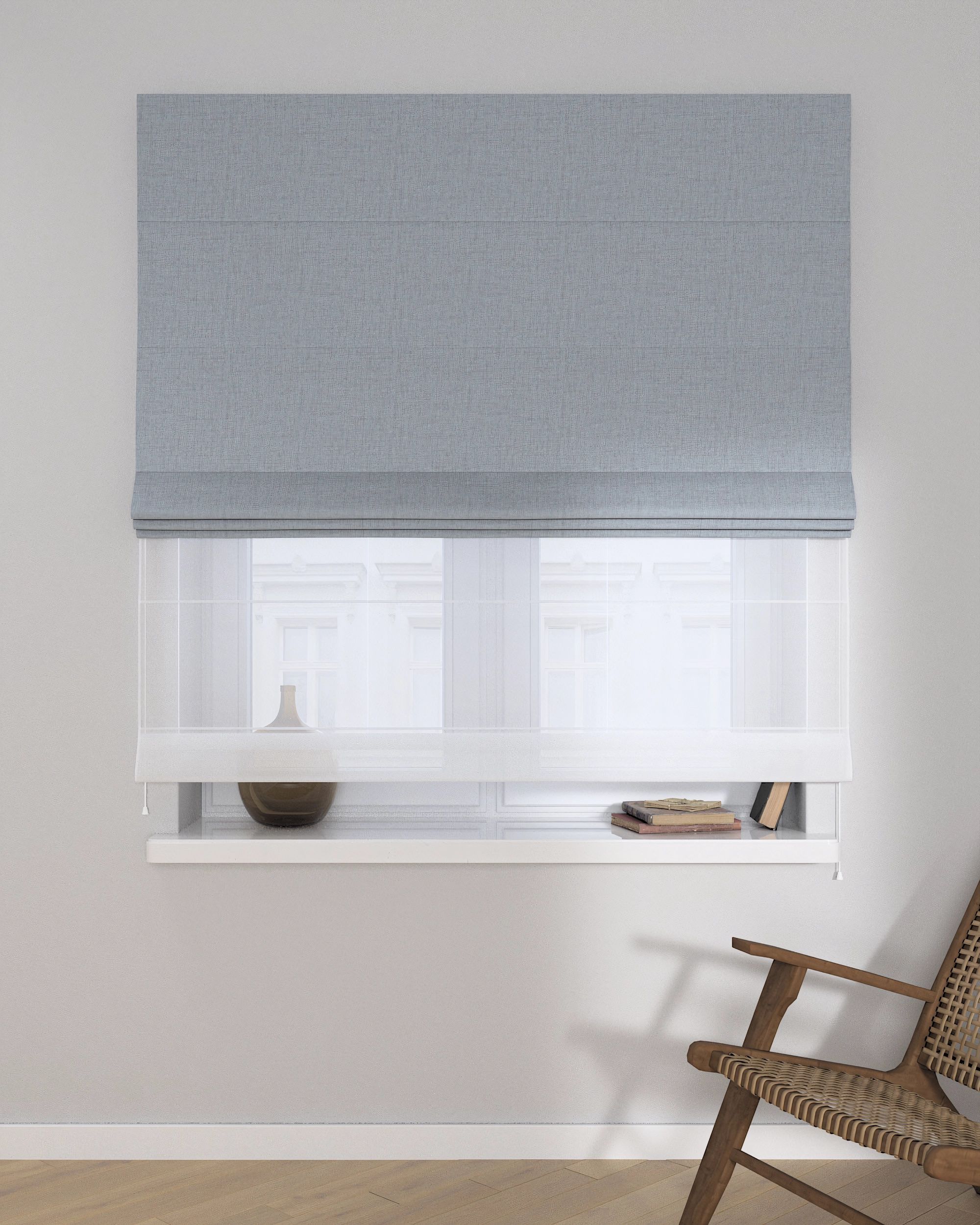 Doppelraffrollo Duo Farbe blau Stoff strukturiert, verdunkelnd (hover)