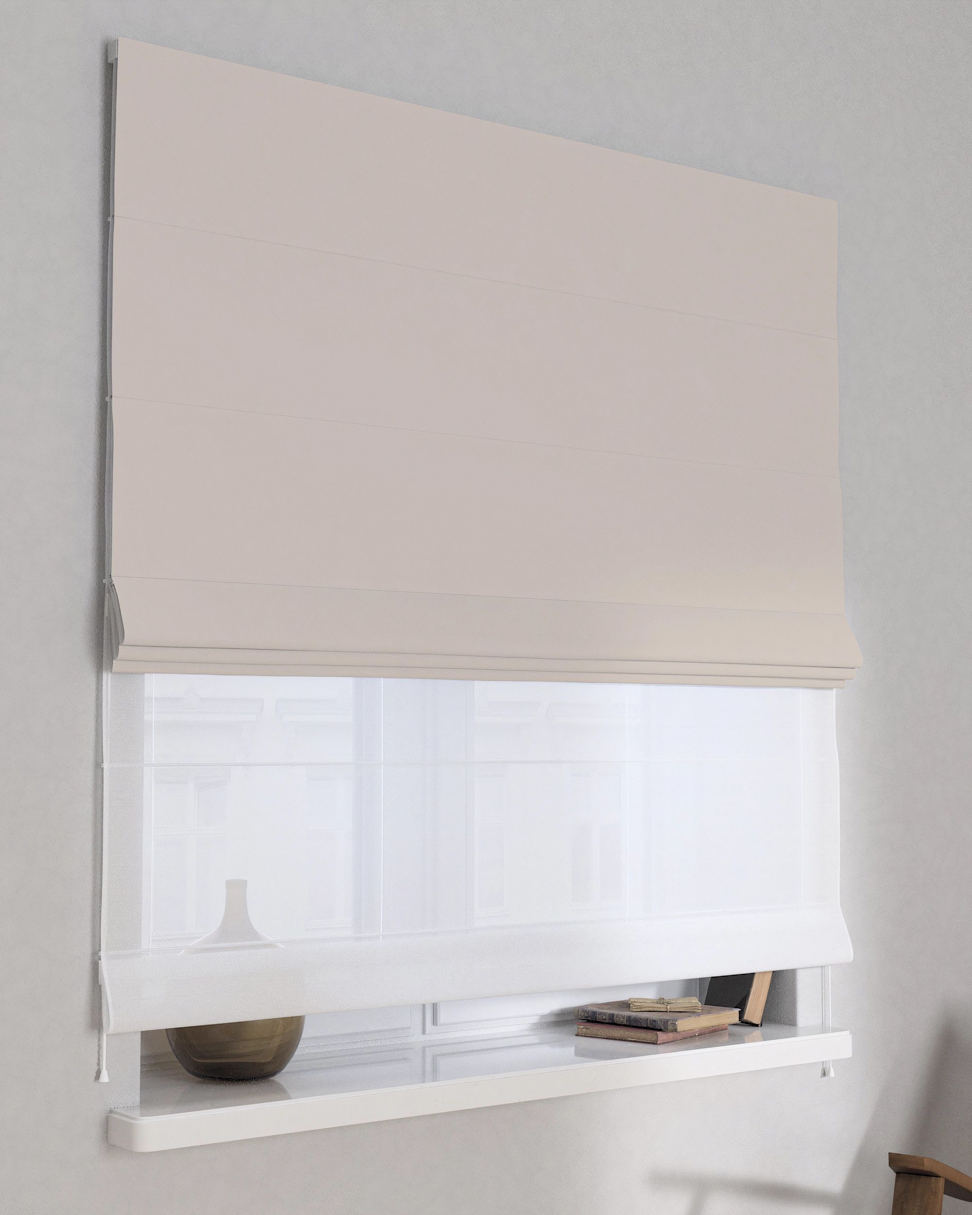 Doppelraffrollo Duo Farbe beige Stoff verdunkelnd