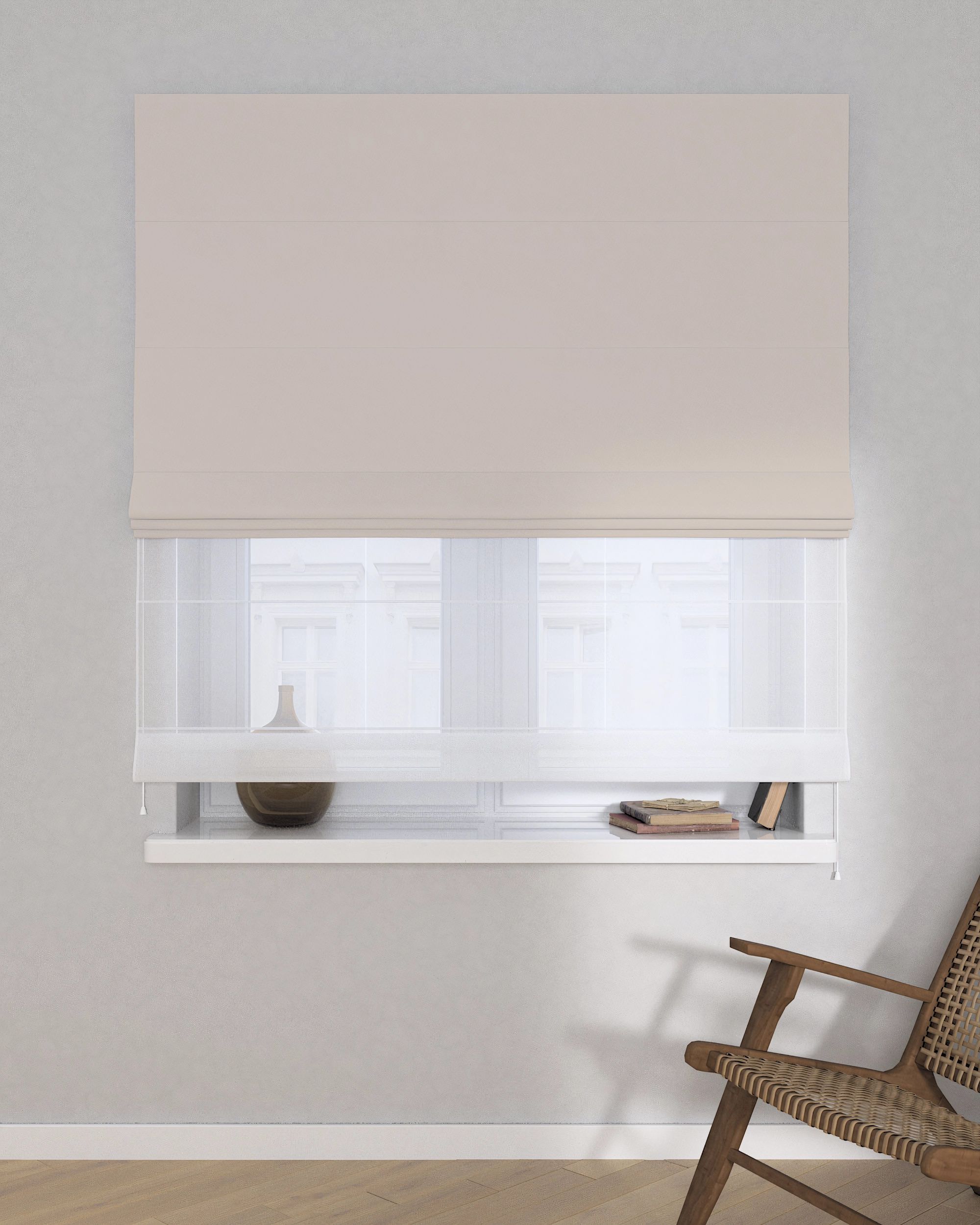 Doppelraffrollo Duo Farbe beige Stoff verdunkelnd (hover)