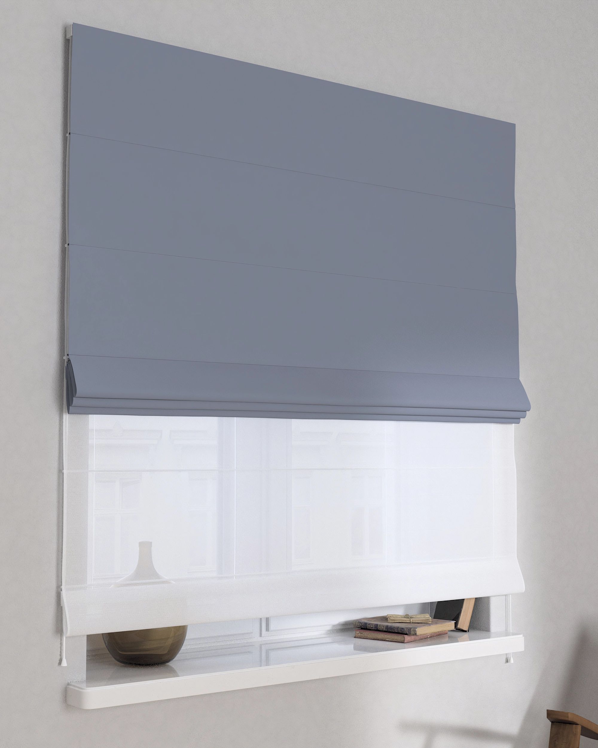 Doppelraffrollo Duo Farbe grau Stoff verdunkelnd