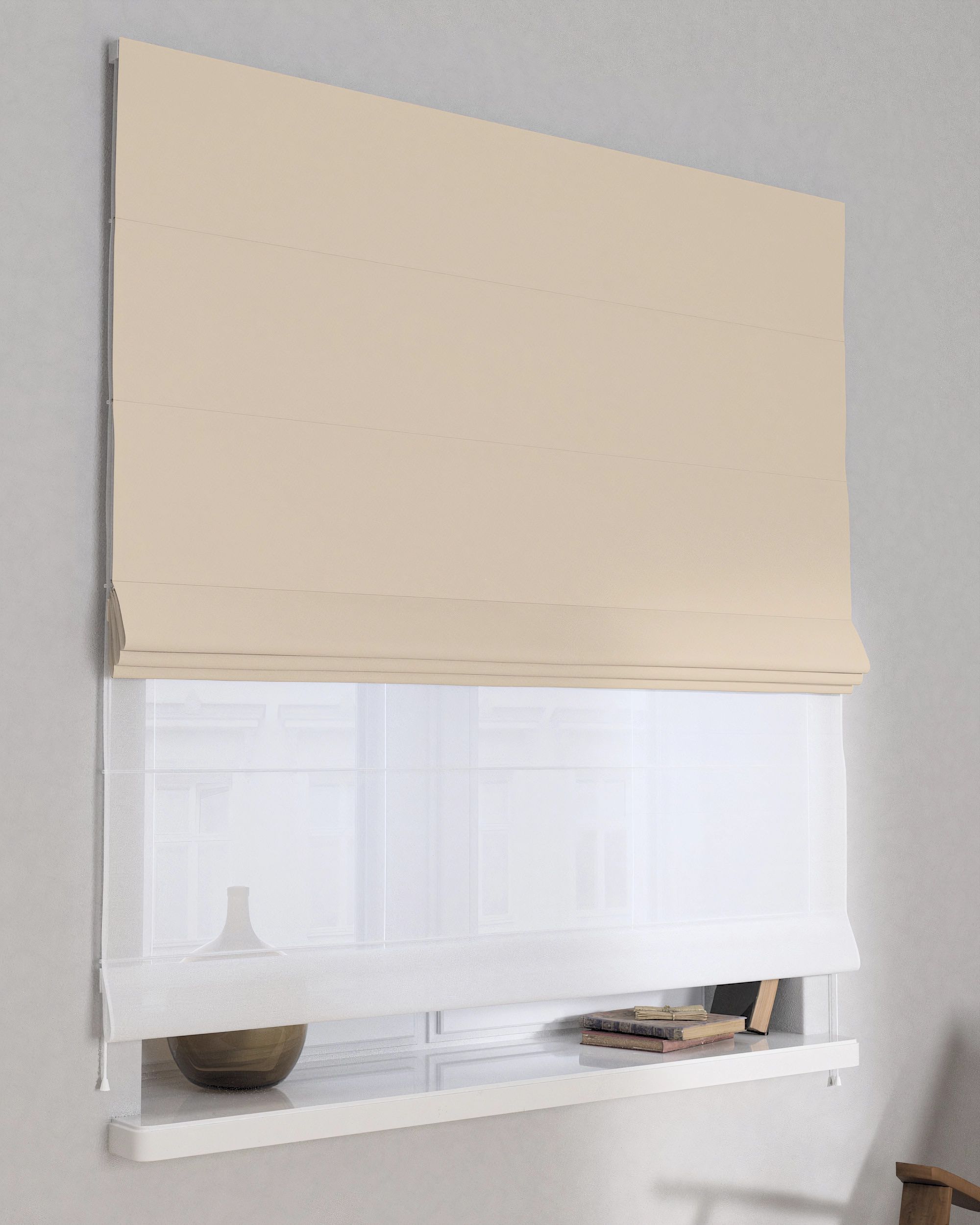 Doppelraffrollo Duo Farbe beige Stoff verdunkelnd
