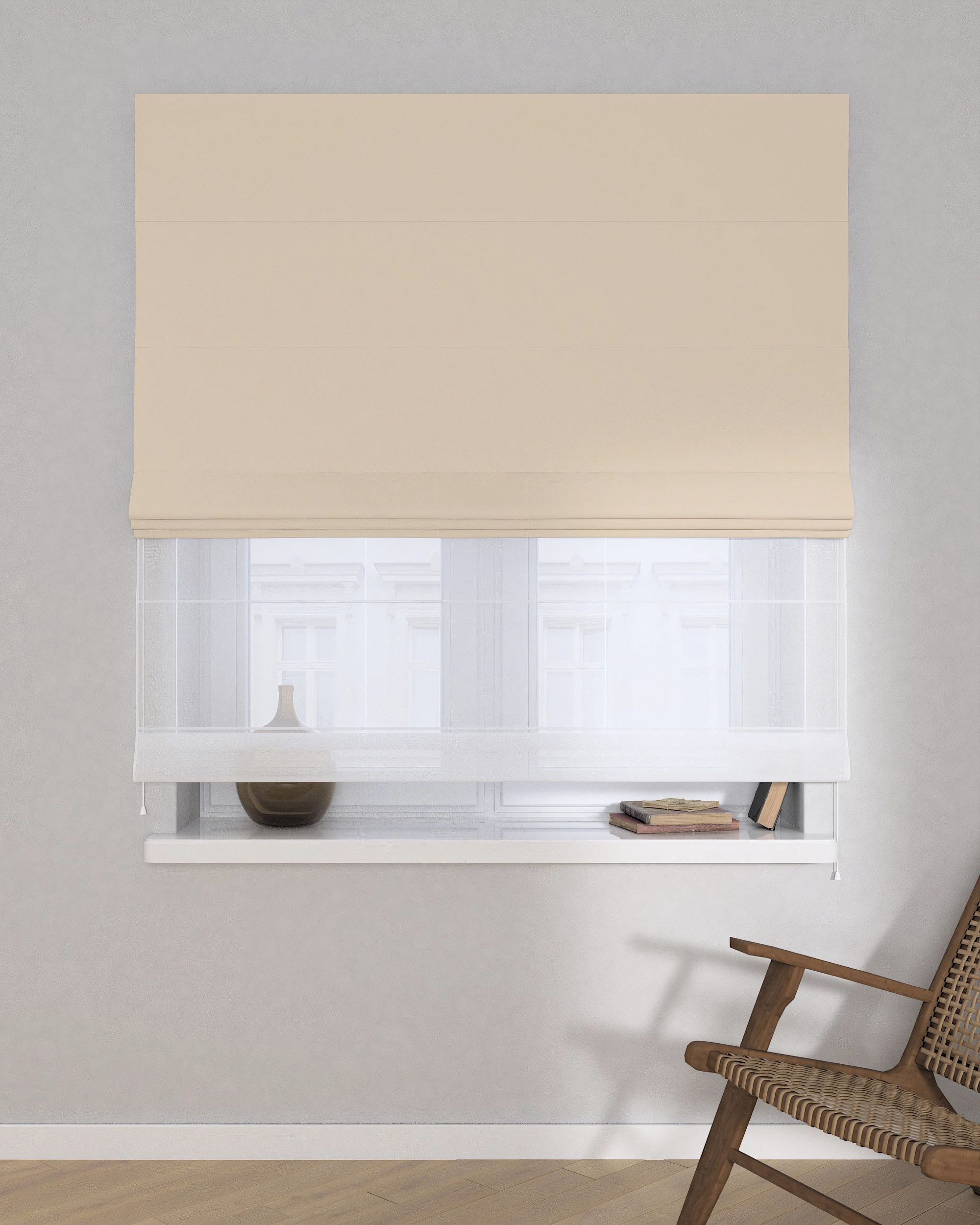 Doppelraffrollo Duo Farbe beige Stoff verdunkelnd (hover)
