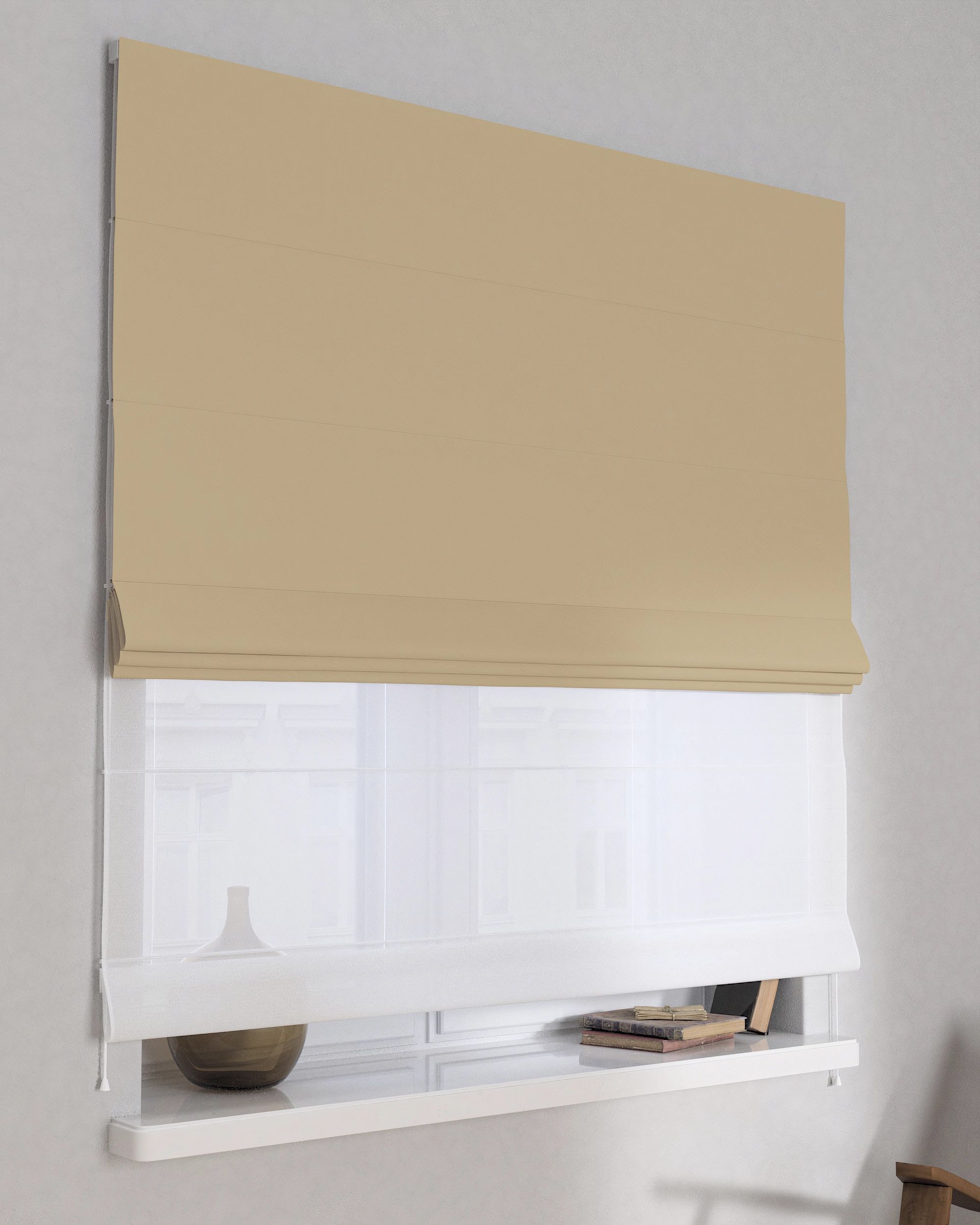 Doppelraffrollo Duo Farbe golden Stoff verdunkelnd