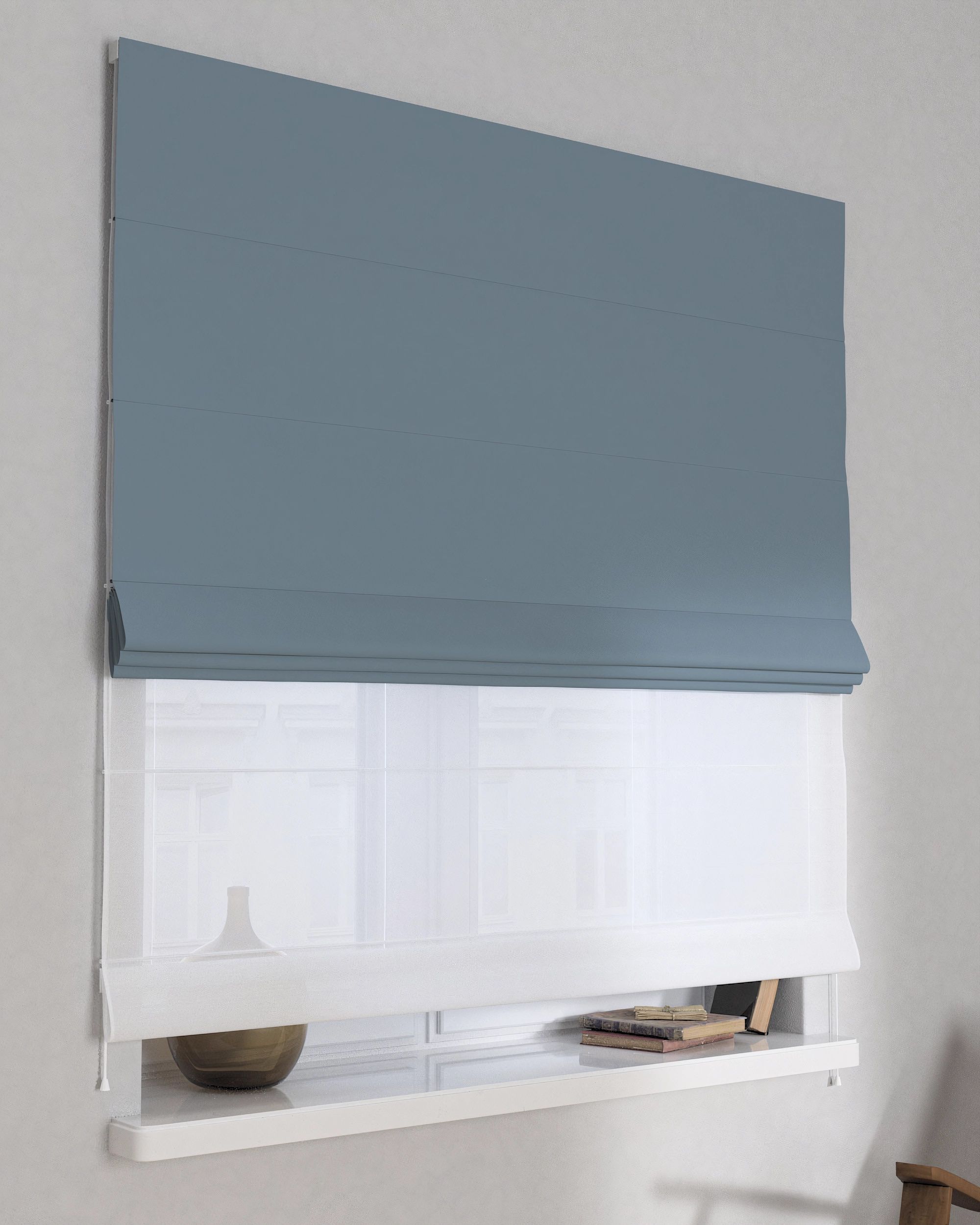 Doppelraffrollo Duo Farbe blau Stoff verdunkelnd