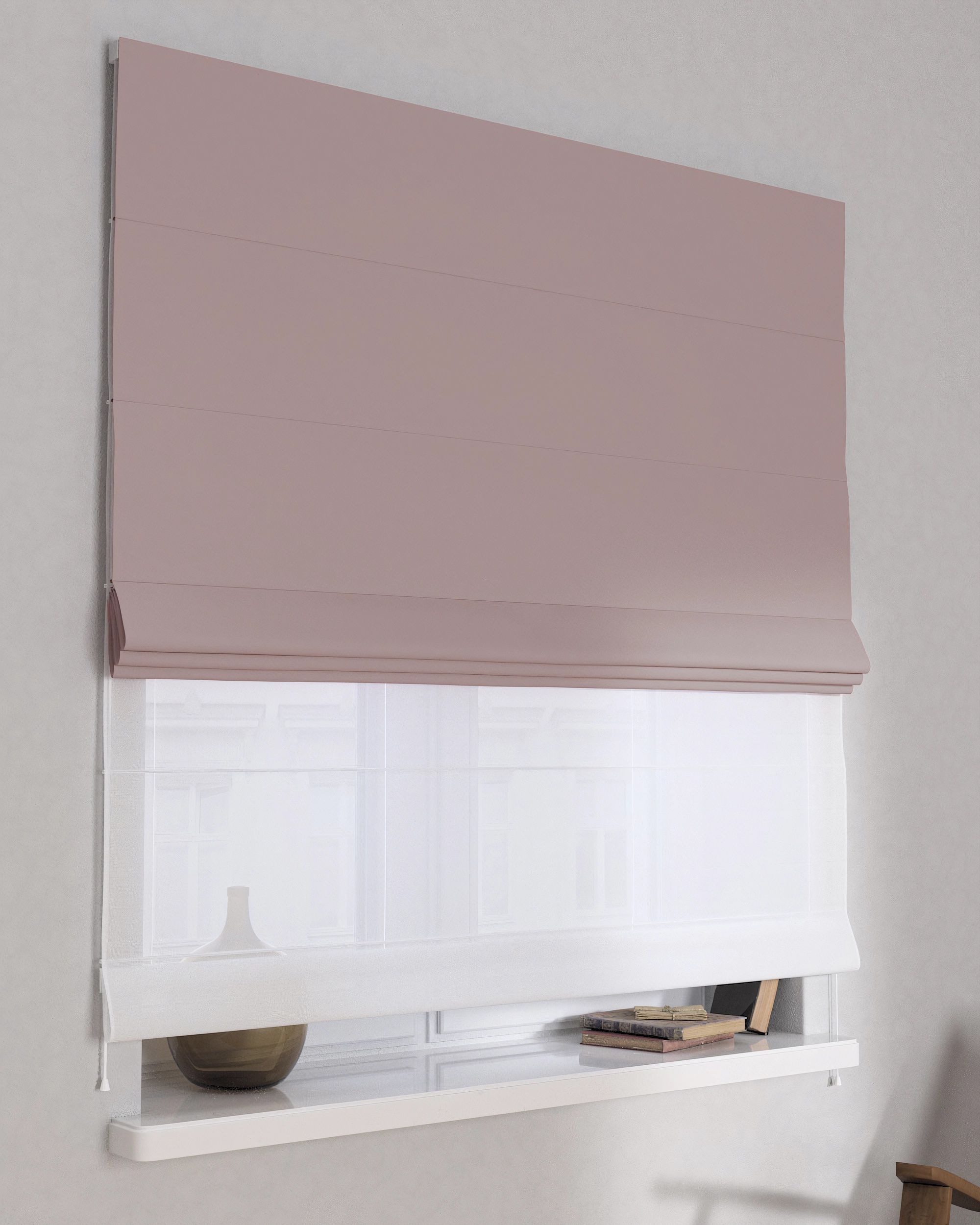 Doppelraffrollo Duo Farbe rosa Stoff verdunkelnd