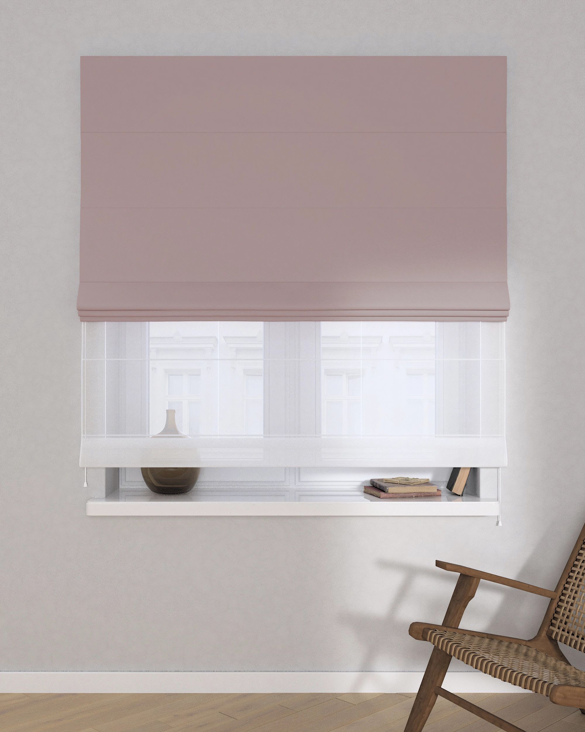 Doppelraffrollo Duo Farbe rosa Stoff verdunkelnd (hover)