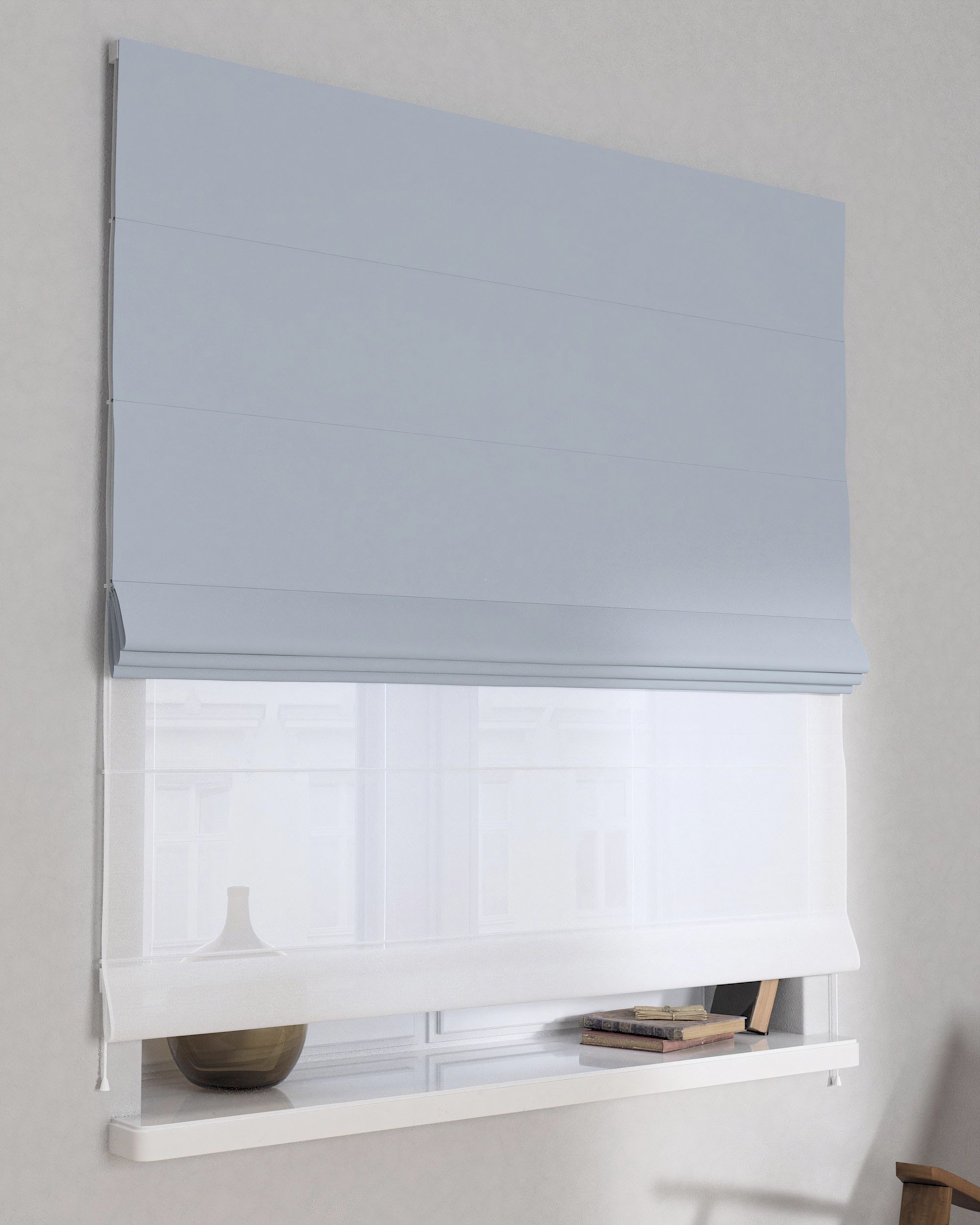 Doppelraffrollo Duo Farbe grau Stoff verdunkelnd