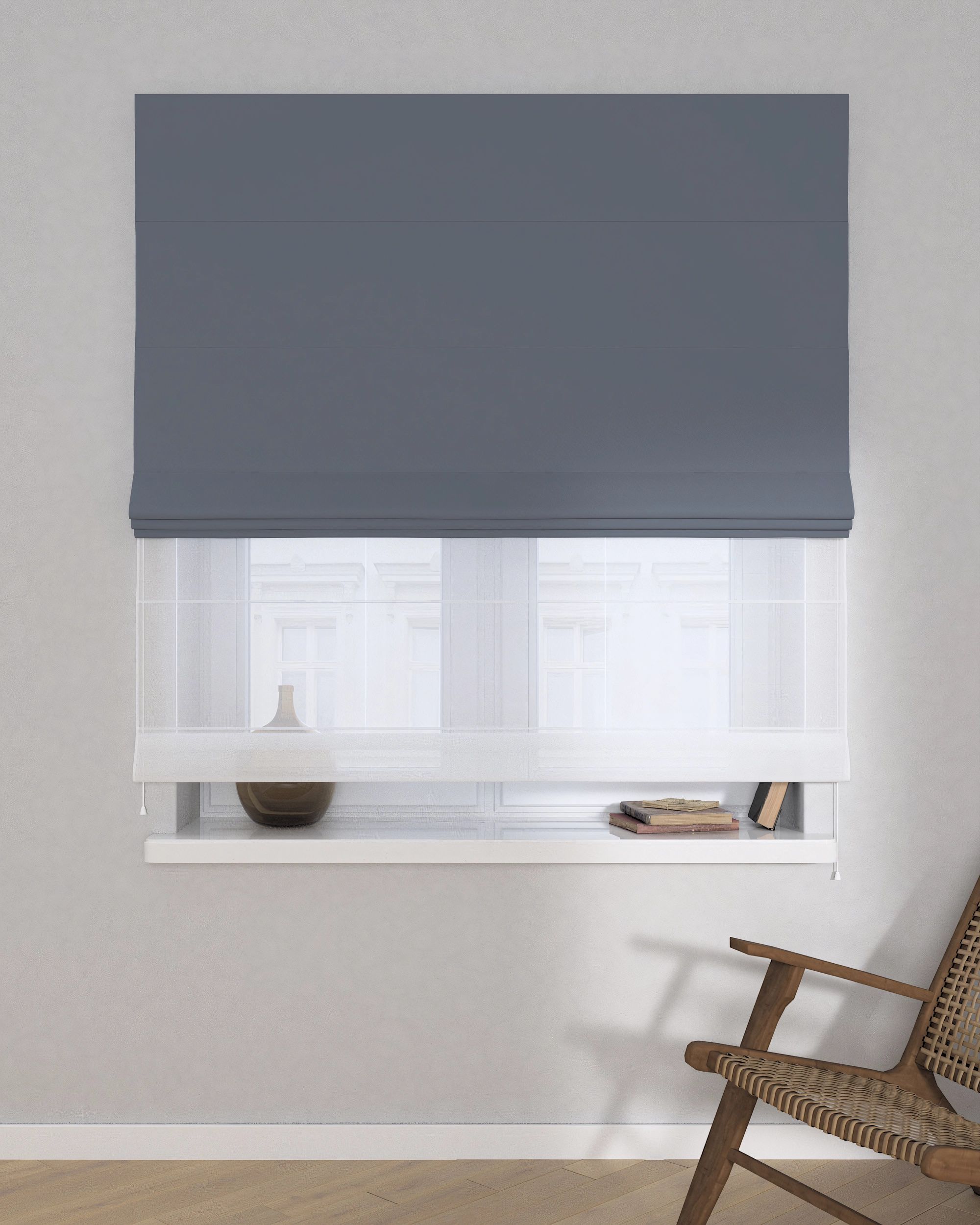 Doppelraffrollo Duo Farbe grau Stoff verdunkelnd (hover)
