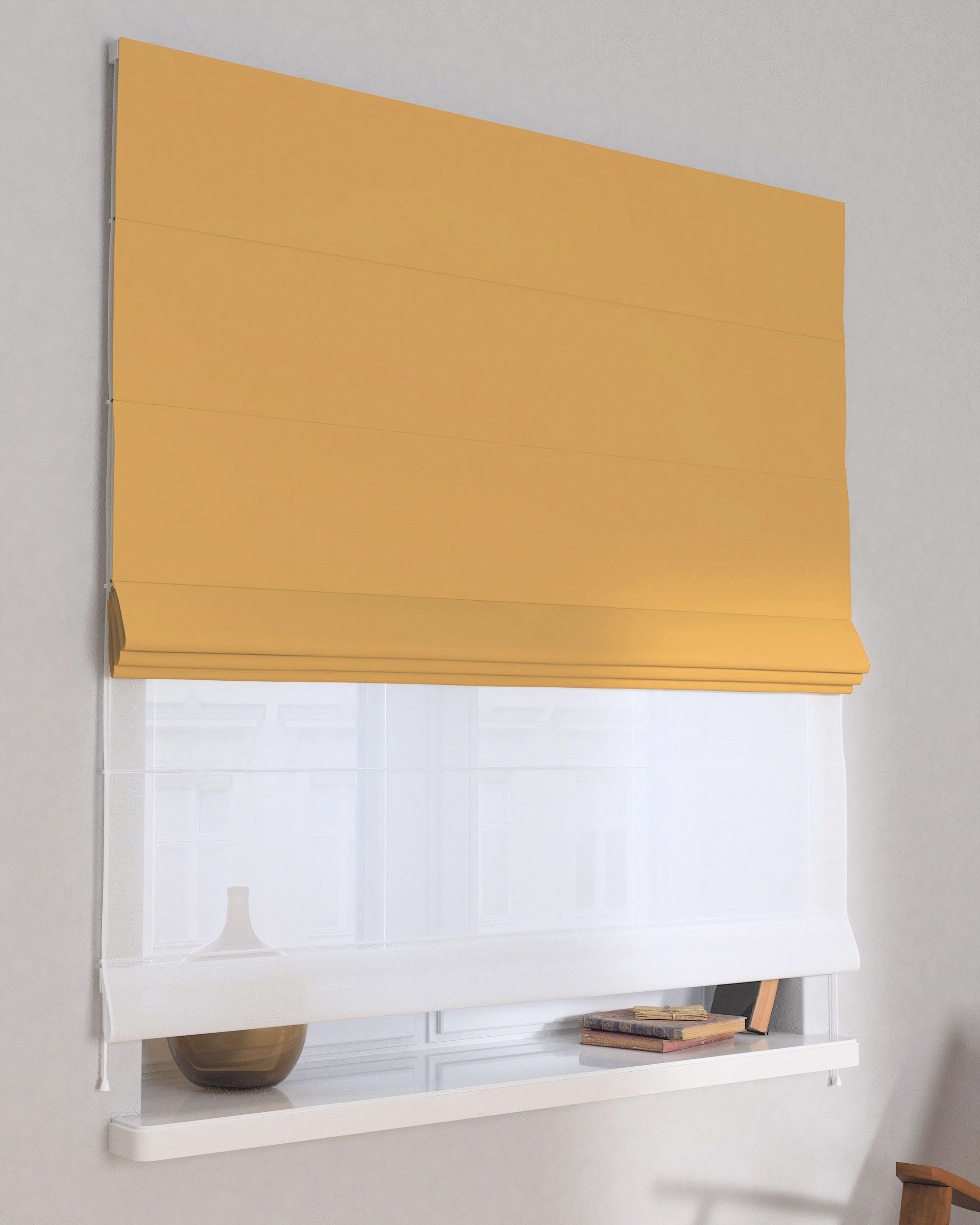 Doppelraffrollo Duo Farbe gelb Stoff verdunkelnd