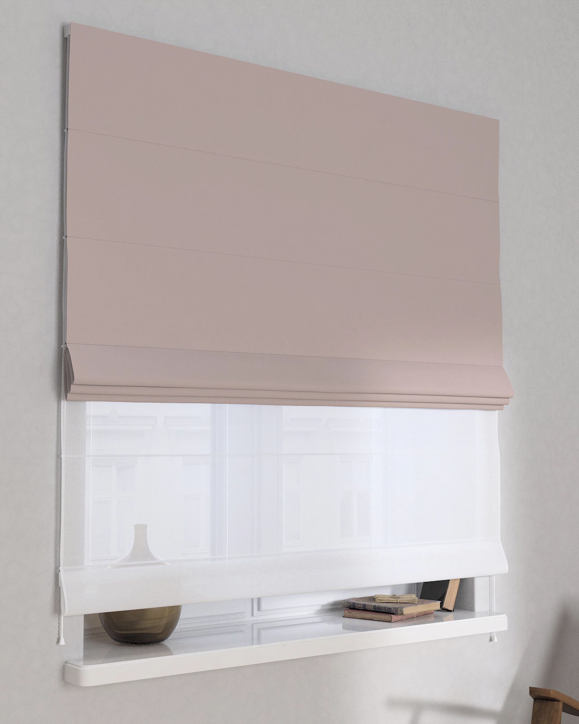 Doppelraffrollo Duo Farbe beige Stoff verdunkelnd