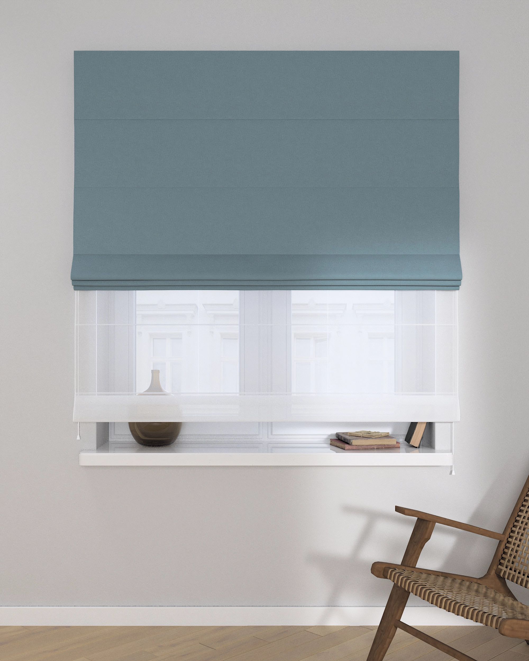 Doppelraffrollo Duo Farbe blau Stoff strukturiert, verdunkelnd (hover)