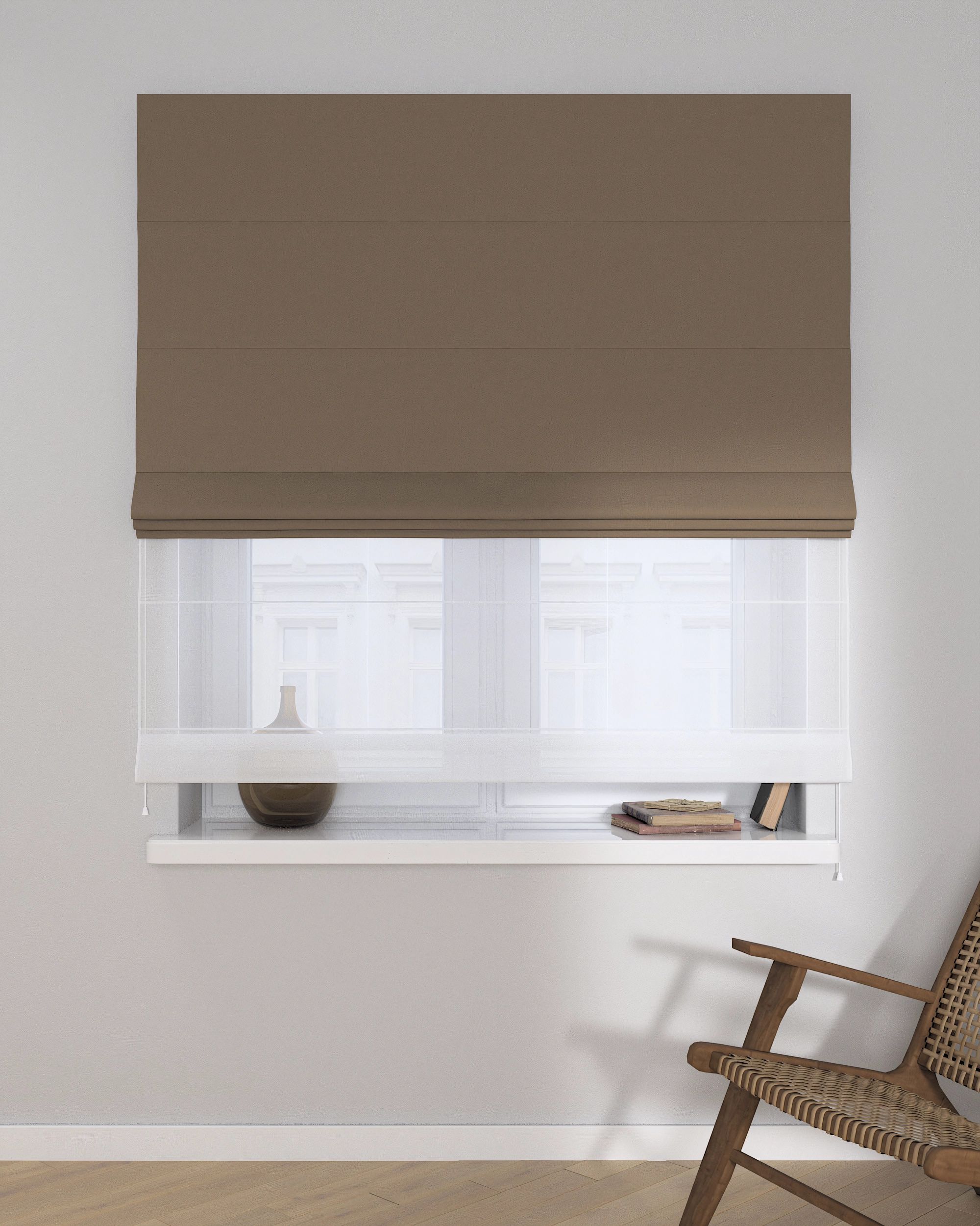 Doppelraffrollo Duo Farbe braun Stoff strukturiert, verdunkelnd (hover)