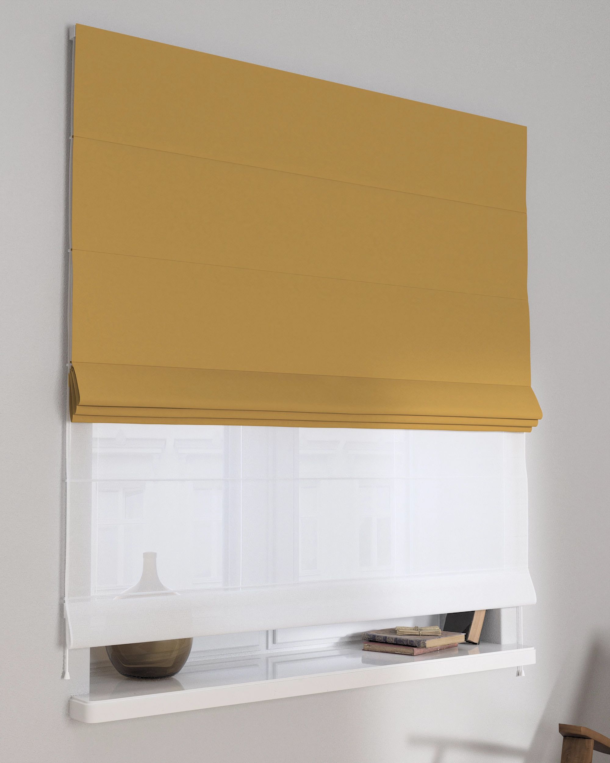 Doppelraffrollo Duo Farbe gelb Stoff verdunkelnd
