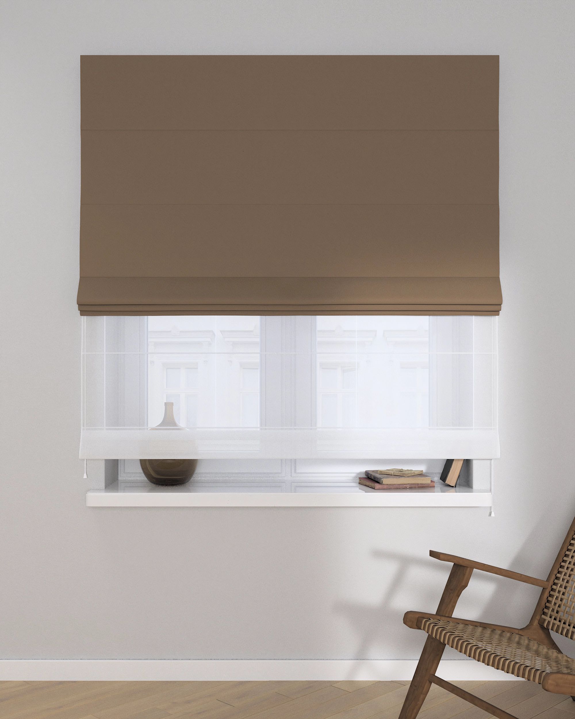 Doppelraffrollo Duo Farbe braun Stoff verdunkelnd (hover)